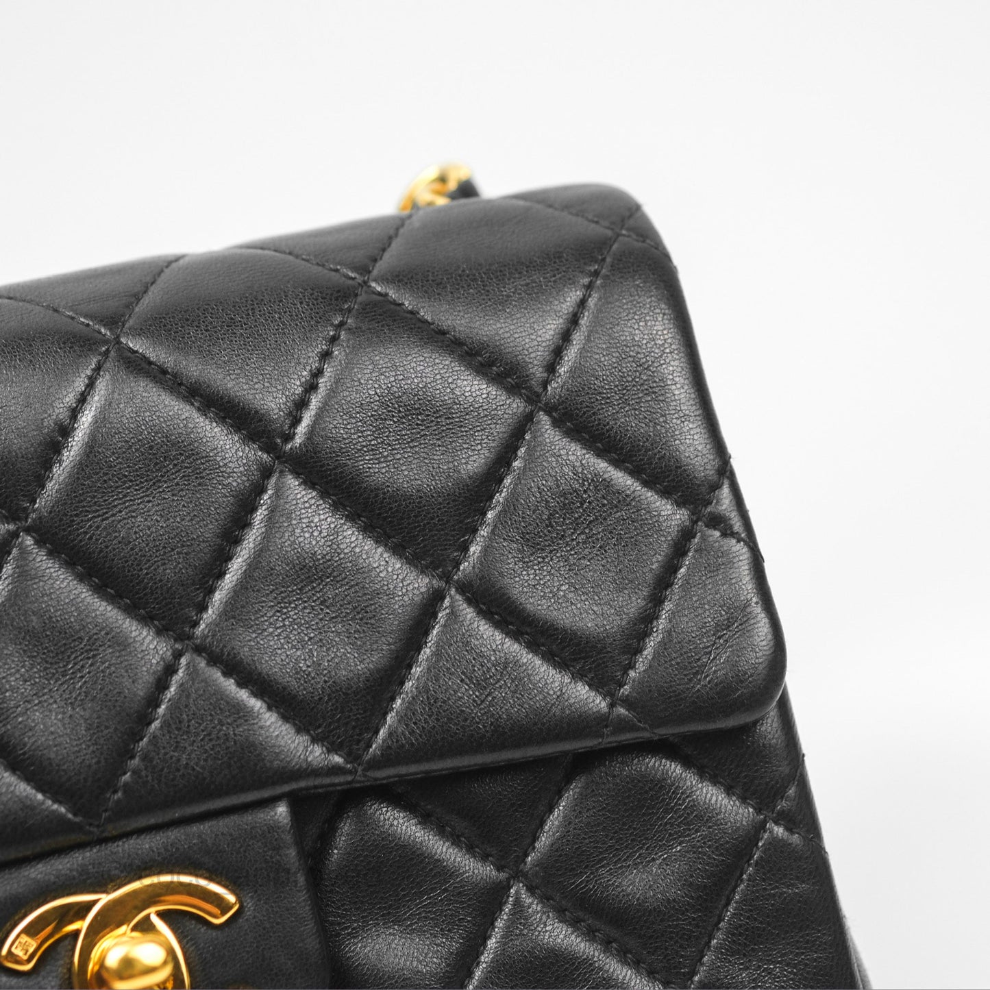 Chanel Vintage Mini Square Black Lambskin 24K Gold Hardware