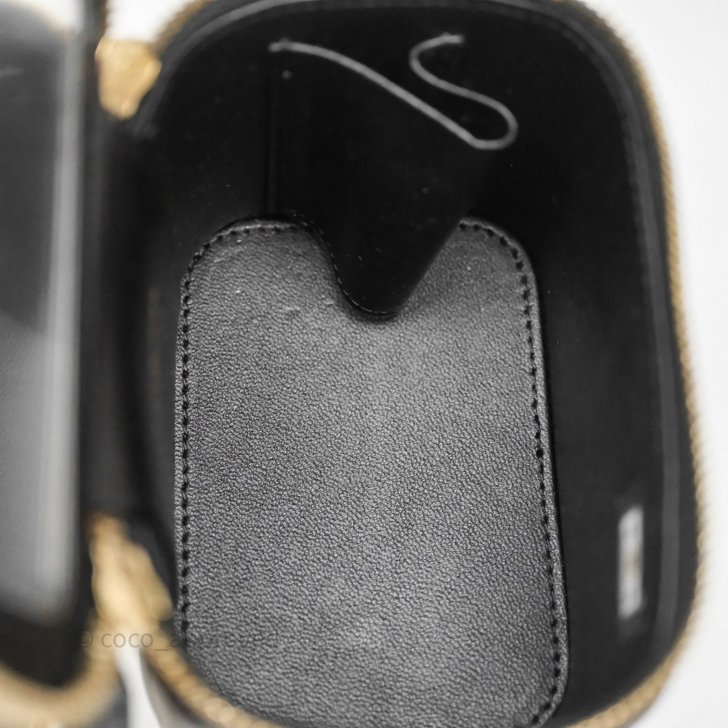 Chanel Mini Vanity With Double Chain Black Lambskin Aged Gold Hardware