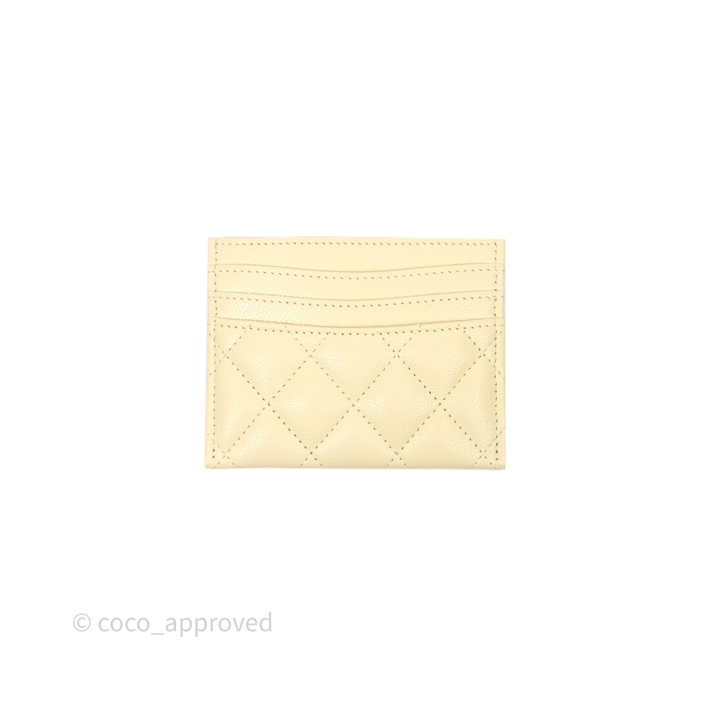 Chanel Quilted Card Holder Yellow Caviar Gold Hardware