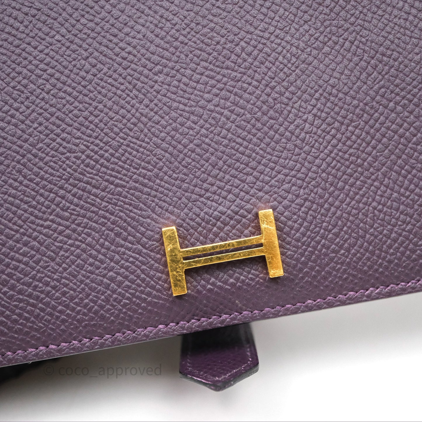 Hermès Bearn Soufflet Wallet Raisin 59 Epsom Gold Hardware