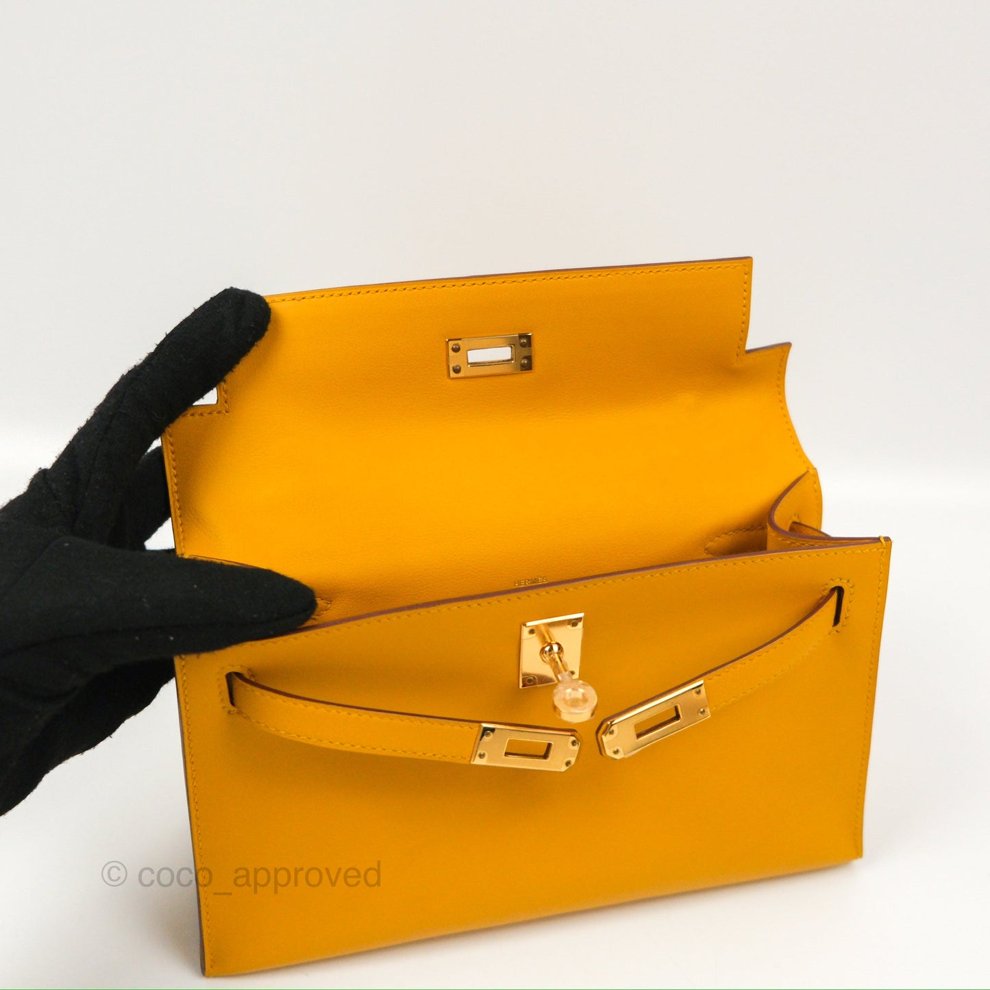 Hermès Kelly Mini Pochette Jaune Ambre Swift Gold Hardware