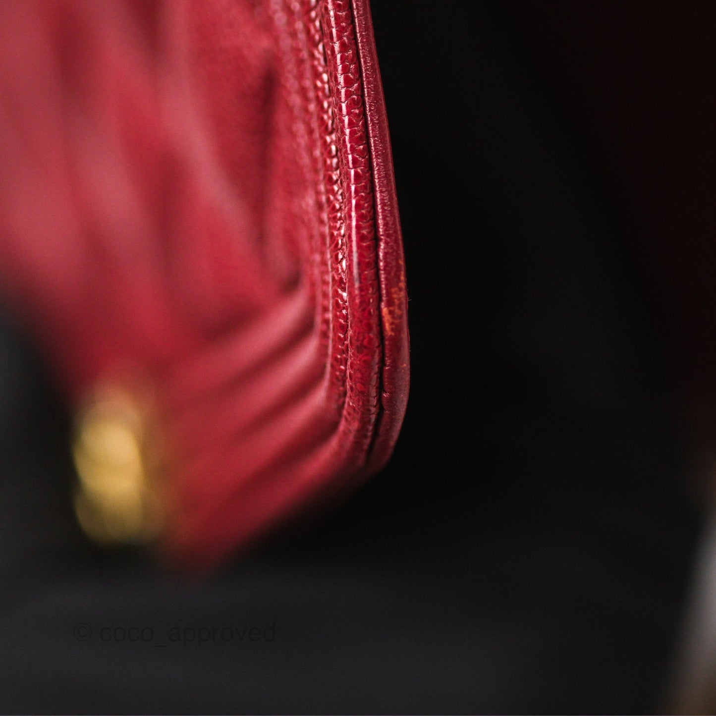 Chanel Quilted Boy Wallet on Chain WOC Red Caviar Aged Gold Hardware