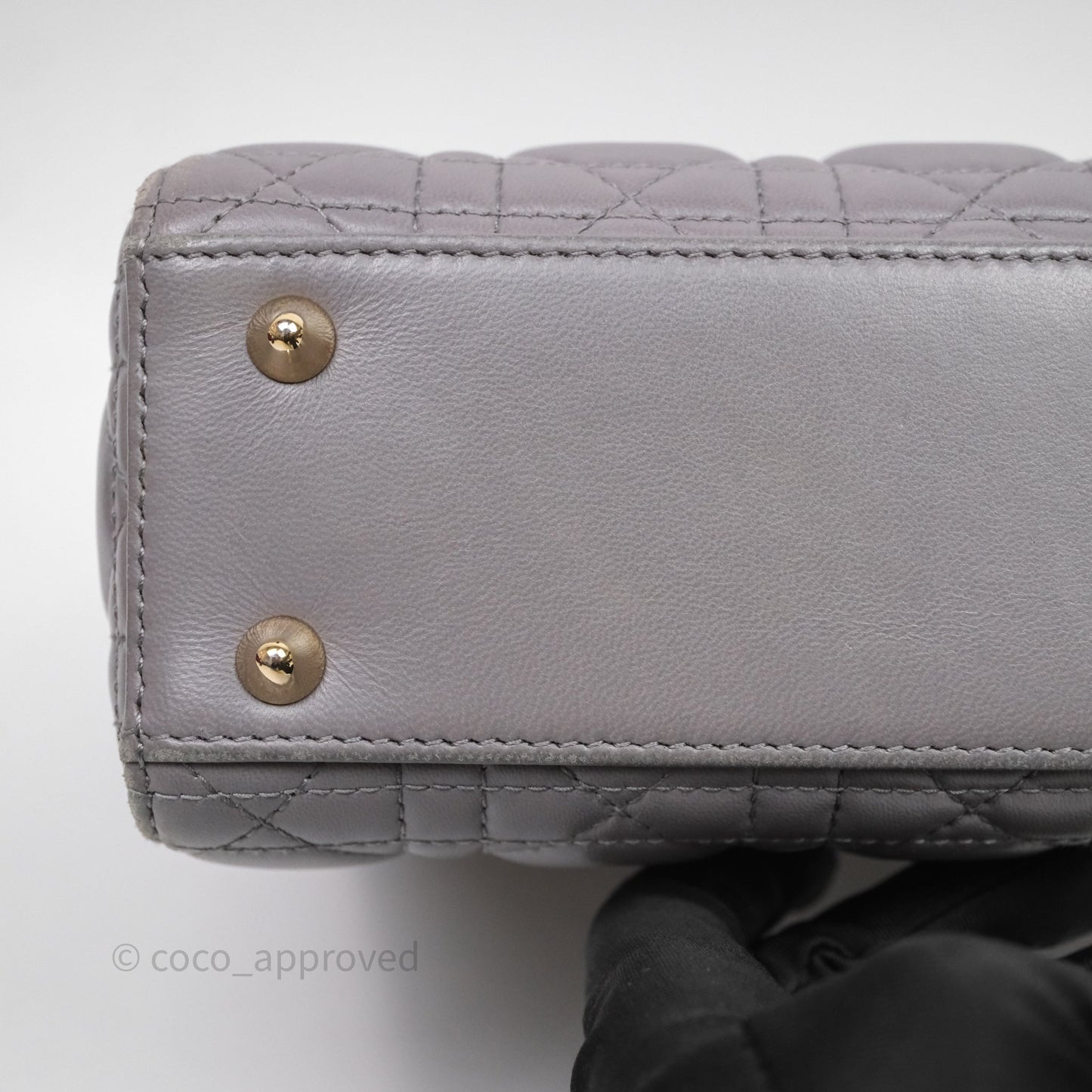 Christian Dior Small Lady Dior My ABCDior Bag Stone Gray Cannage Lambskin