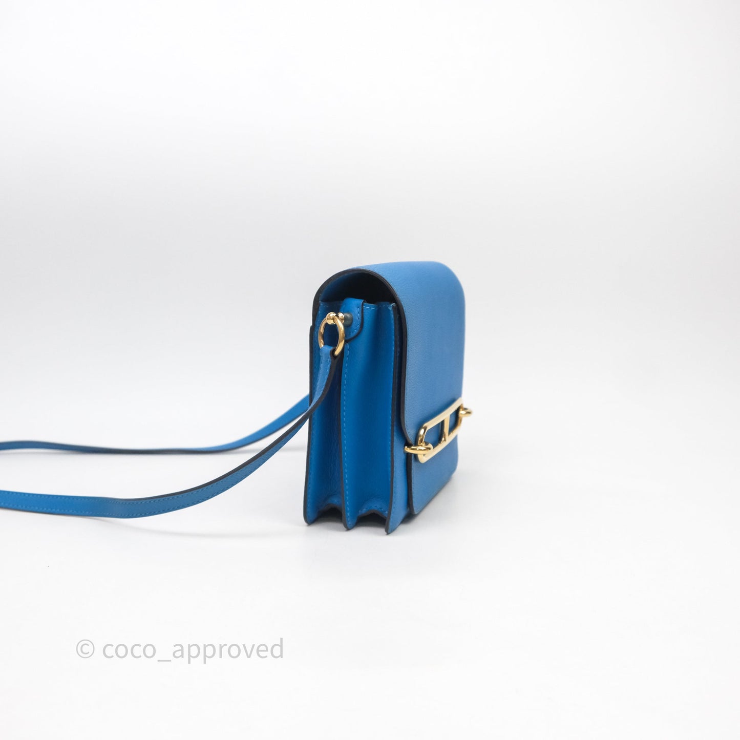 Hermès Roulis Mini 18 Bleu Zanzibar B3 Evercolor Gold Hardware
