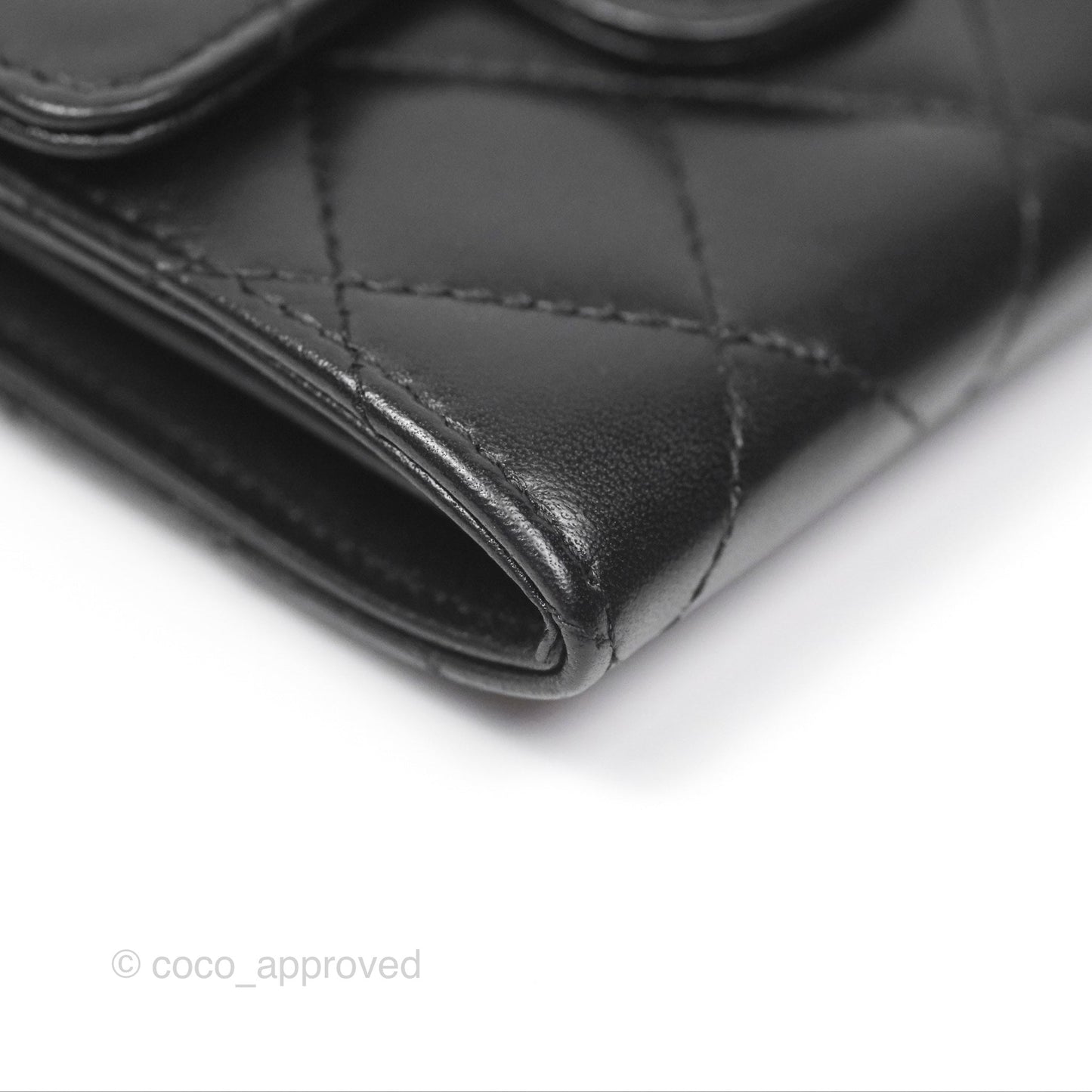 Chanel Classic Flap Coin Purse Black Lambskin Silver Hardware