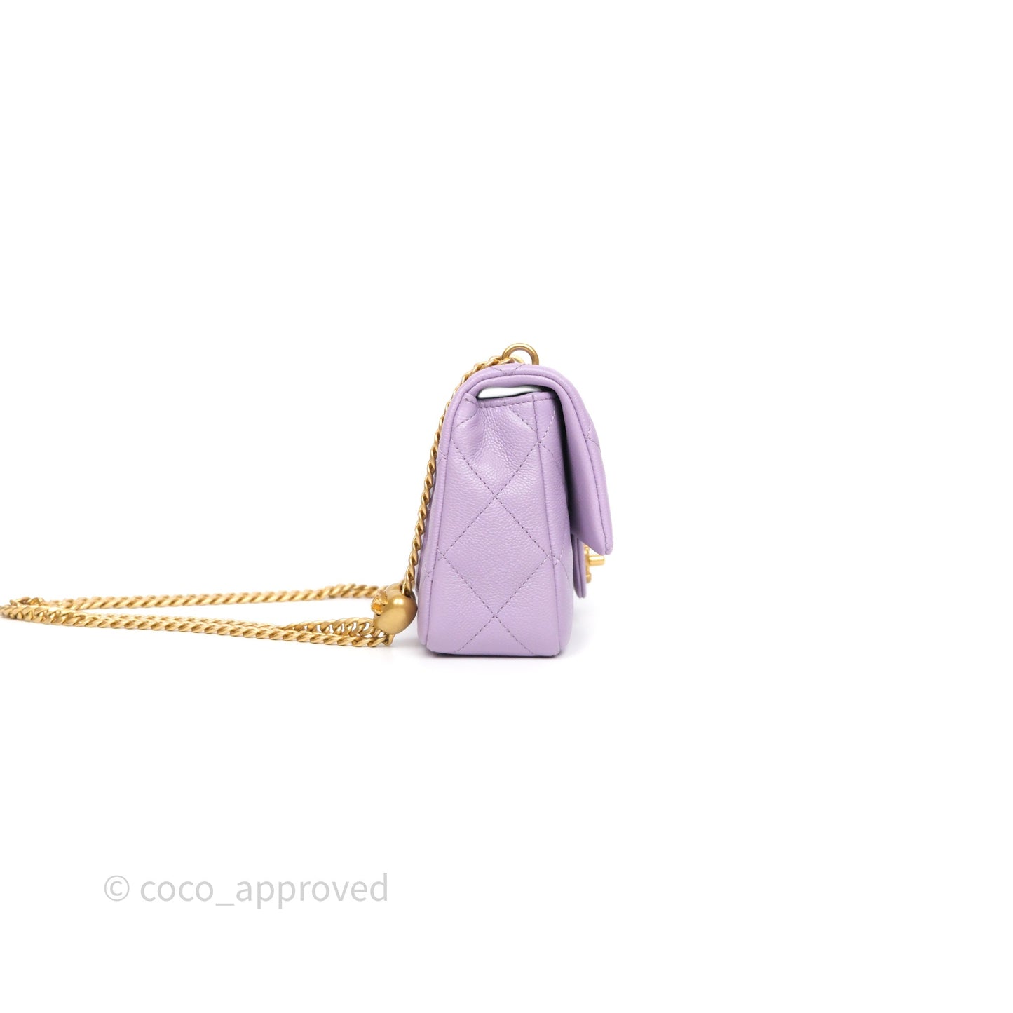 Chanel Heart Crush Mini Flap Bag Lilac Purple Caviar Aged Gold Hardware