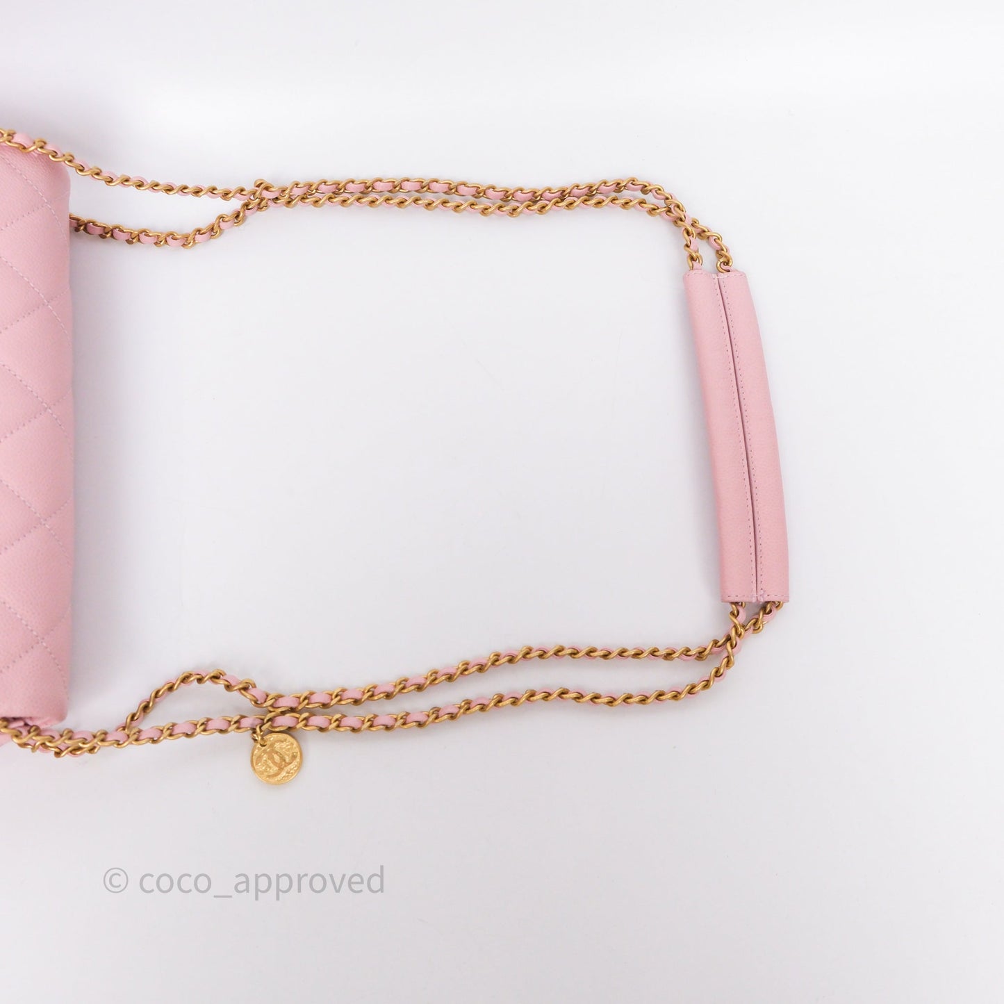 Chanel Chain Around Flap Bag Pink Caviar Aged Gold Hardware 22B