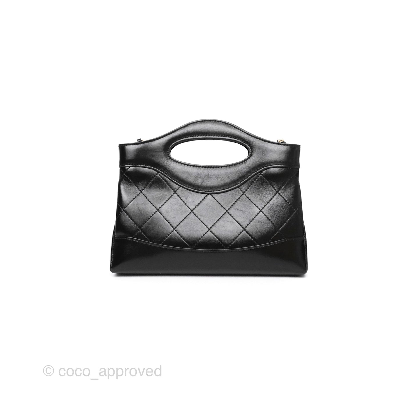 Chanel Nano 31 Black Shiny Calfskin Gold Hardware
