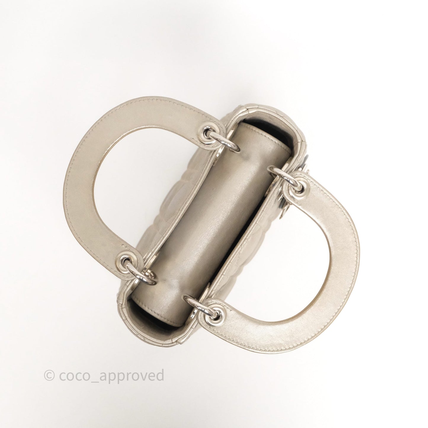 Christian Dior Mini Lady Dior Metallic Silver Nubuck Silver Hardware