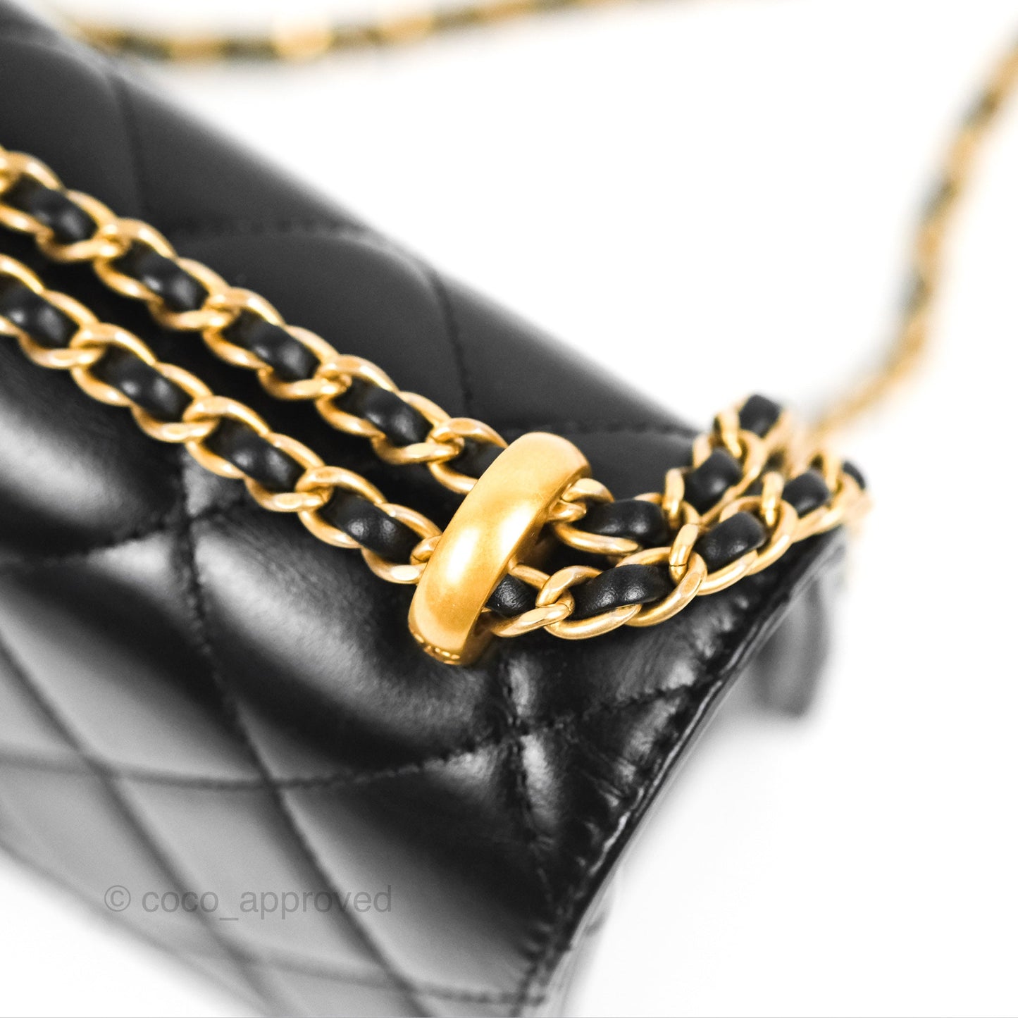 Chanel Quilted Mini Perfect Fit Adjustable Black Calfskin Aged Gold Hardware
