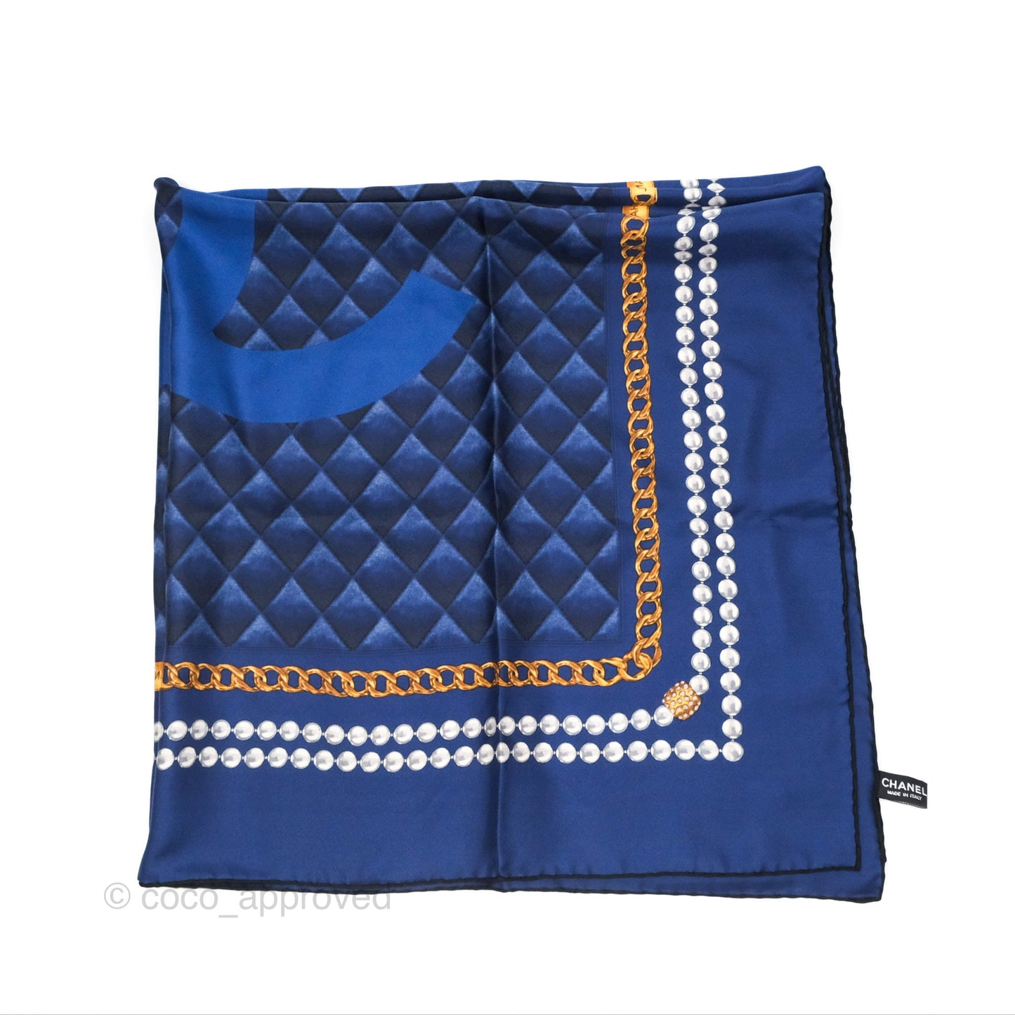 Chanel Square Silk Scarf 90 Navy