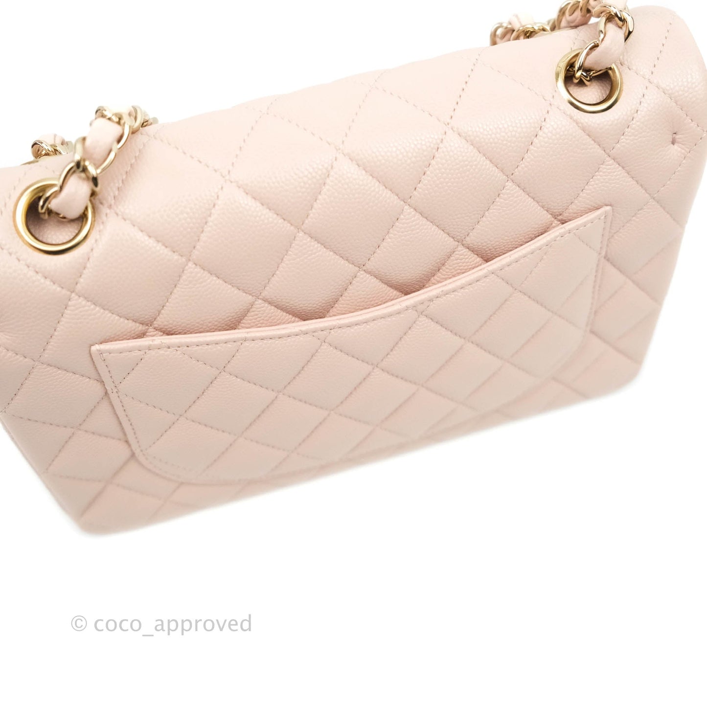 Chanel Classic Small S/M Flap Rose Clair Pink Caviar Gold Hardware 21C