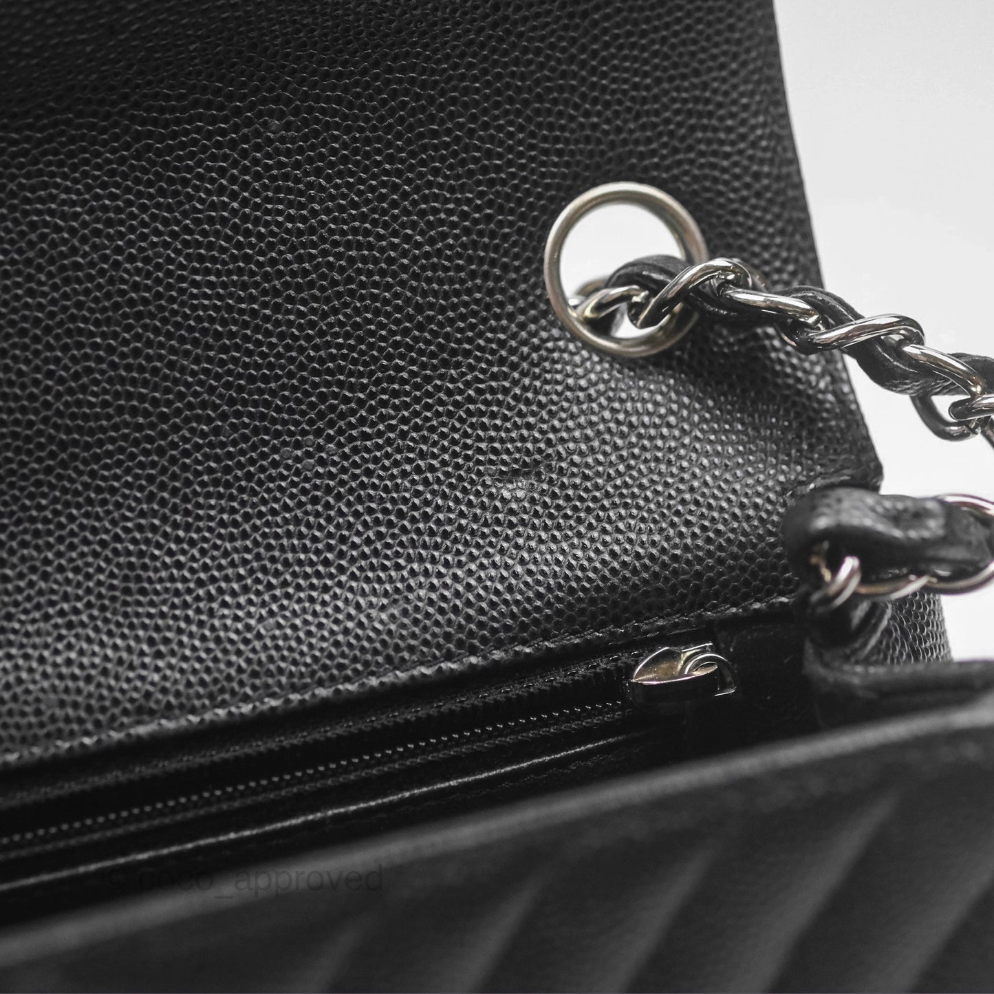 Chanel Mini Square Chevron Black Caviar Silver Hardware