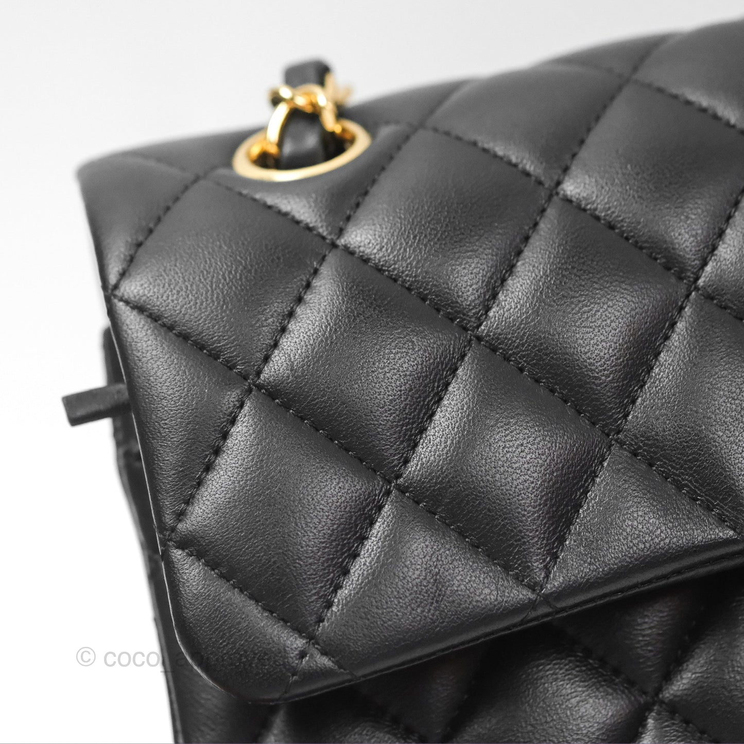 Chanel Small Classic Quilted Flap Black Lambskin Gold Hardware