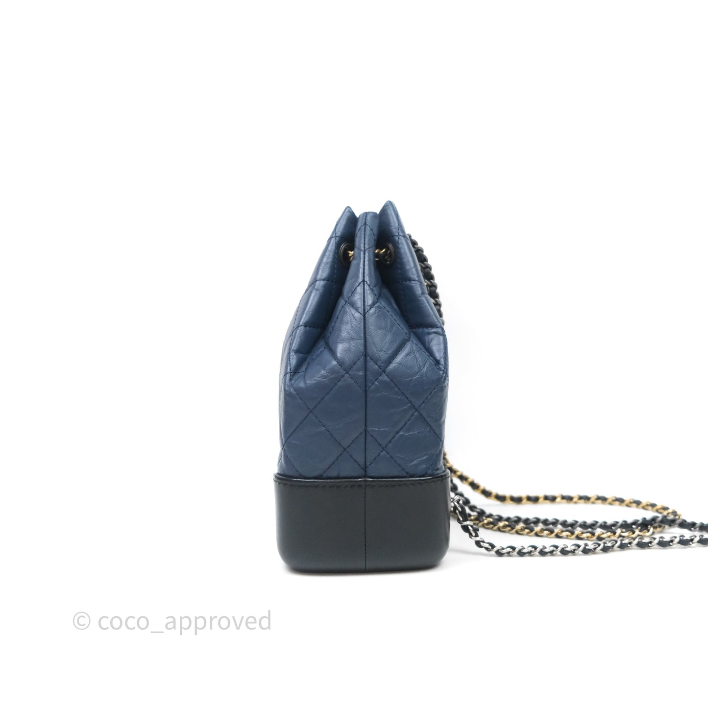 Chanel Small Gabrielle Backpack Quilted Navy Black Aged Calfskin