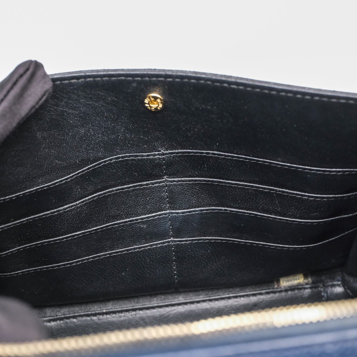 Chanel Quilted Large CC Filigree Vanity Case Navy Black Caviar Aged Gold Hardware