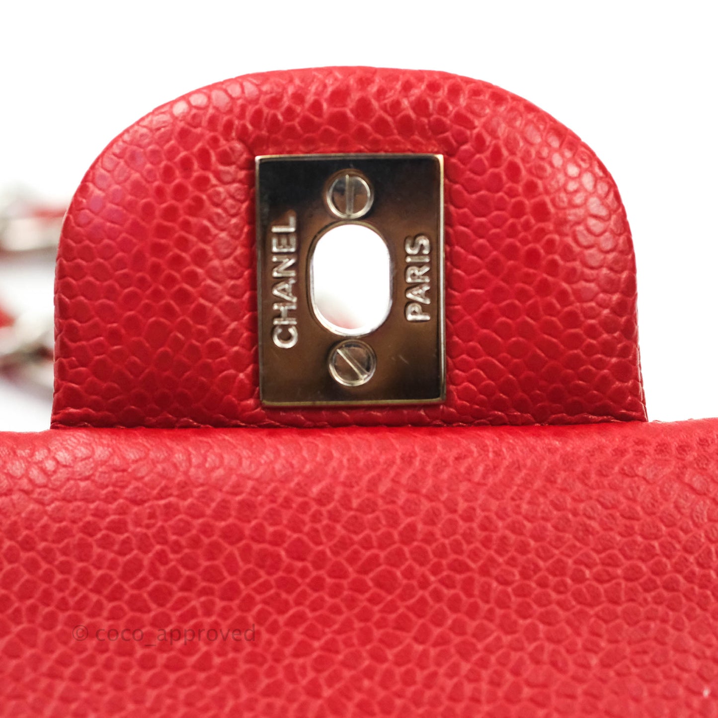 Chanel Classic M/L Medium Double Flap Red Caviar Silver Hardware