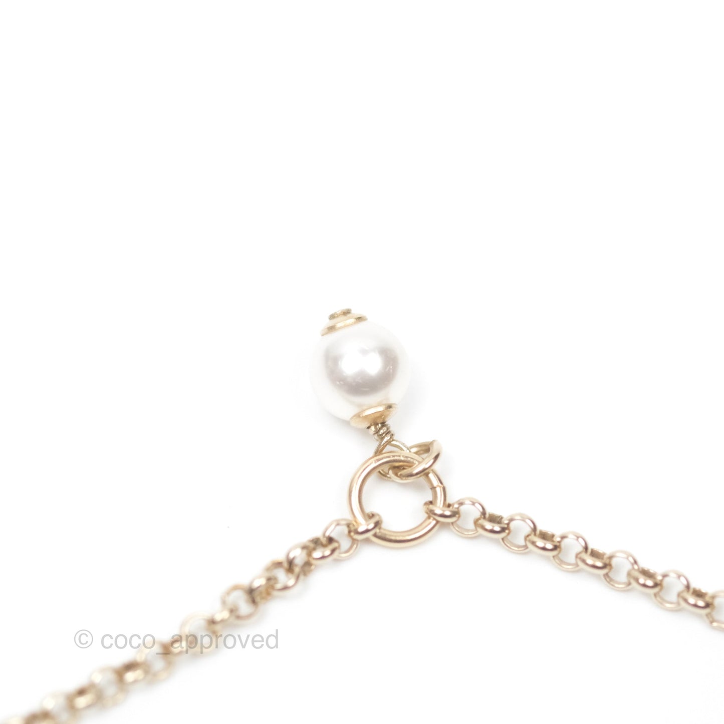 Chanel CC Pearl Necklace Gold Tone 20K