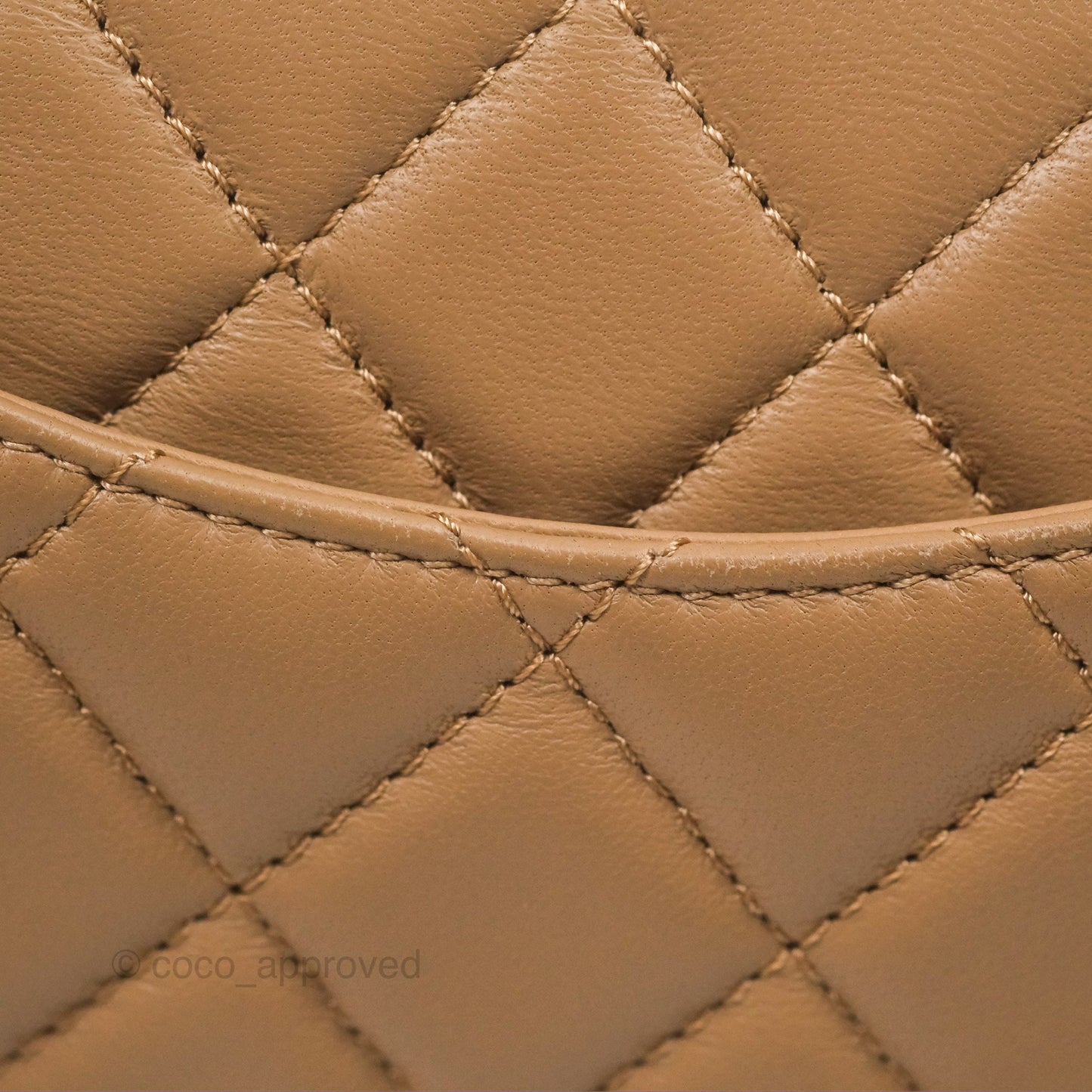 Chanel Mini Rectangular Pearl Crush Quilted Beige Lambskin Aged Gold Hardware