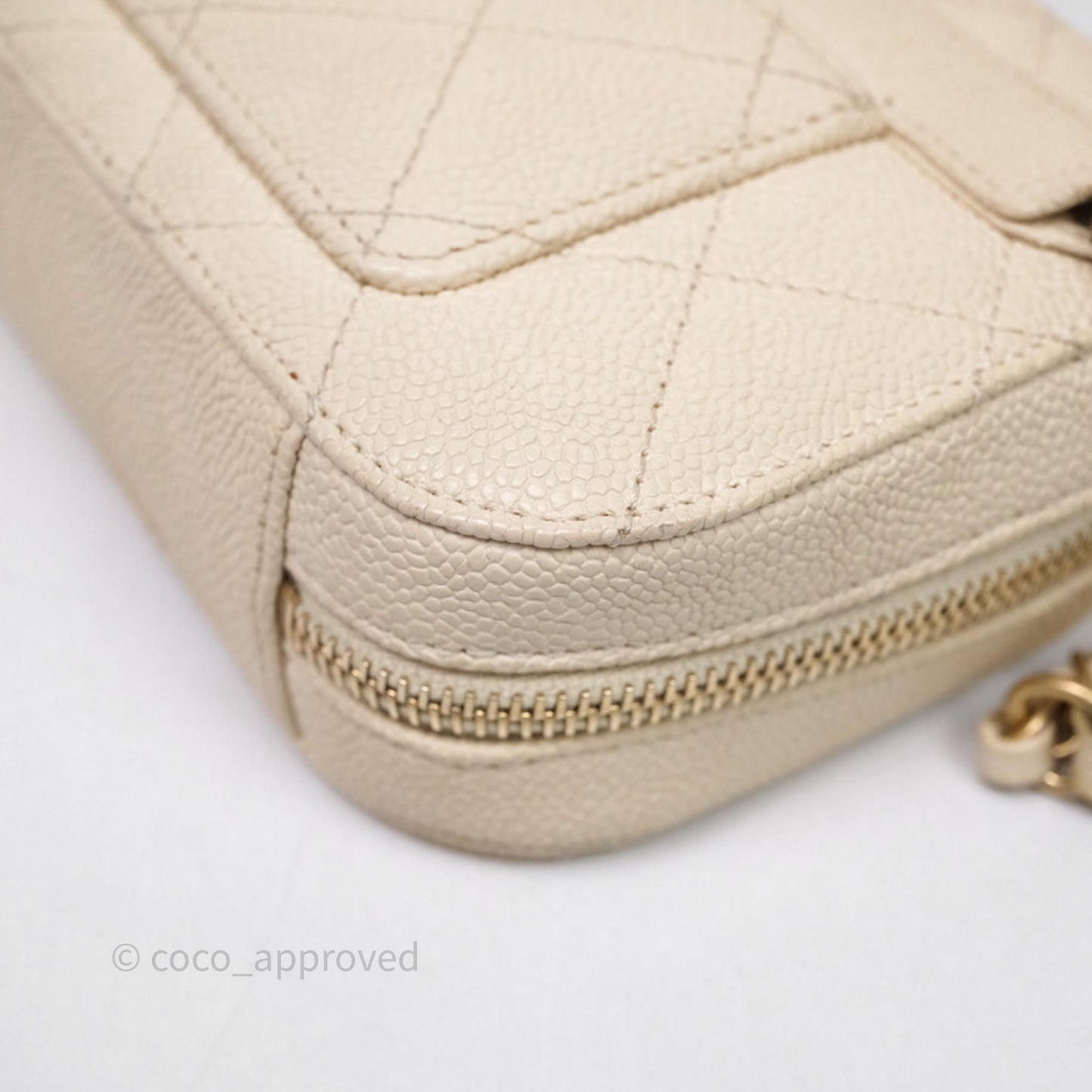 Chanel Quilted Caviar Waist Bag Ivory Aged Gold Hardware