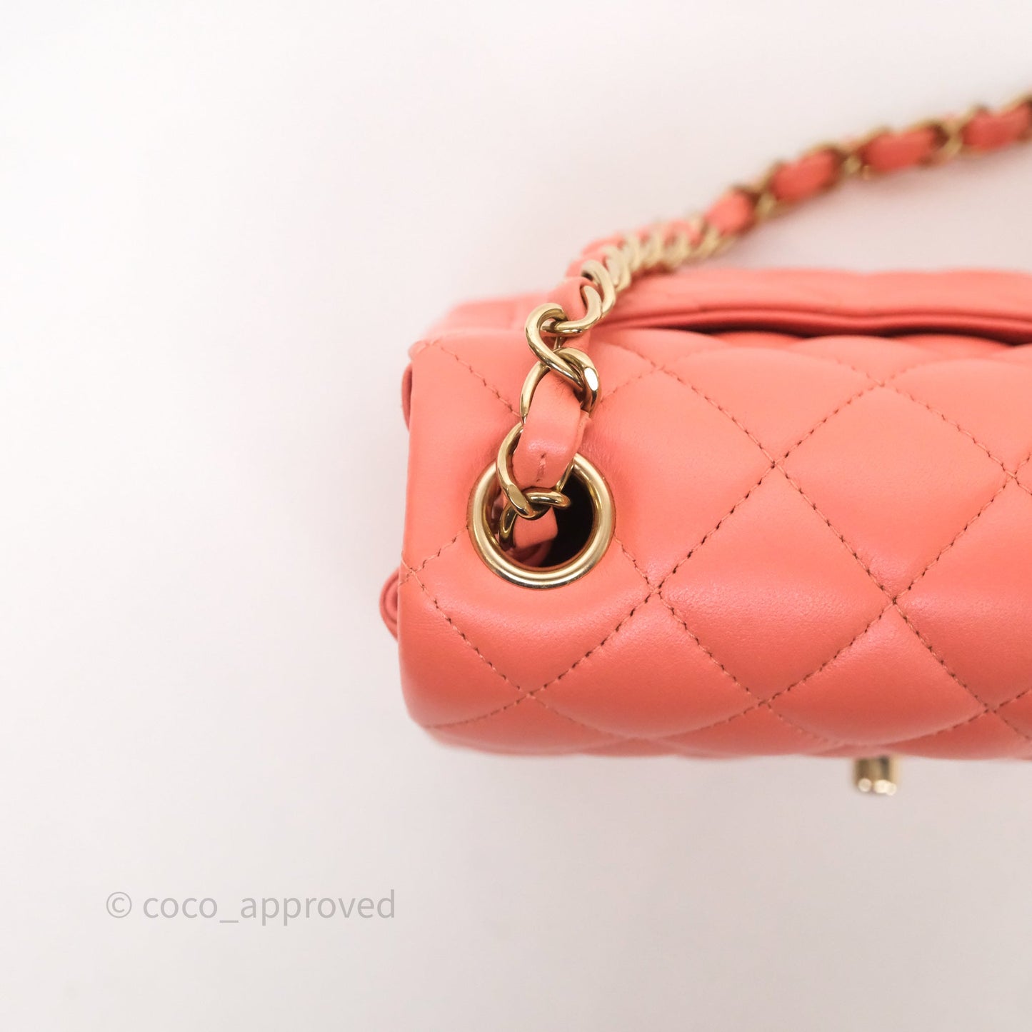 Chanel Mini Square Flap Quilted Pink Lambskin Gold Hardware