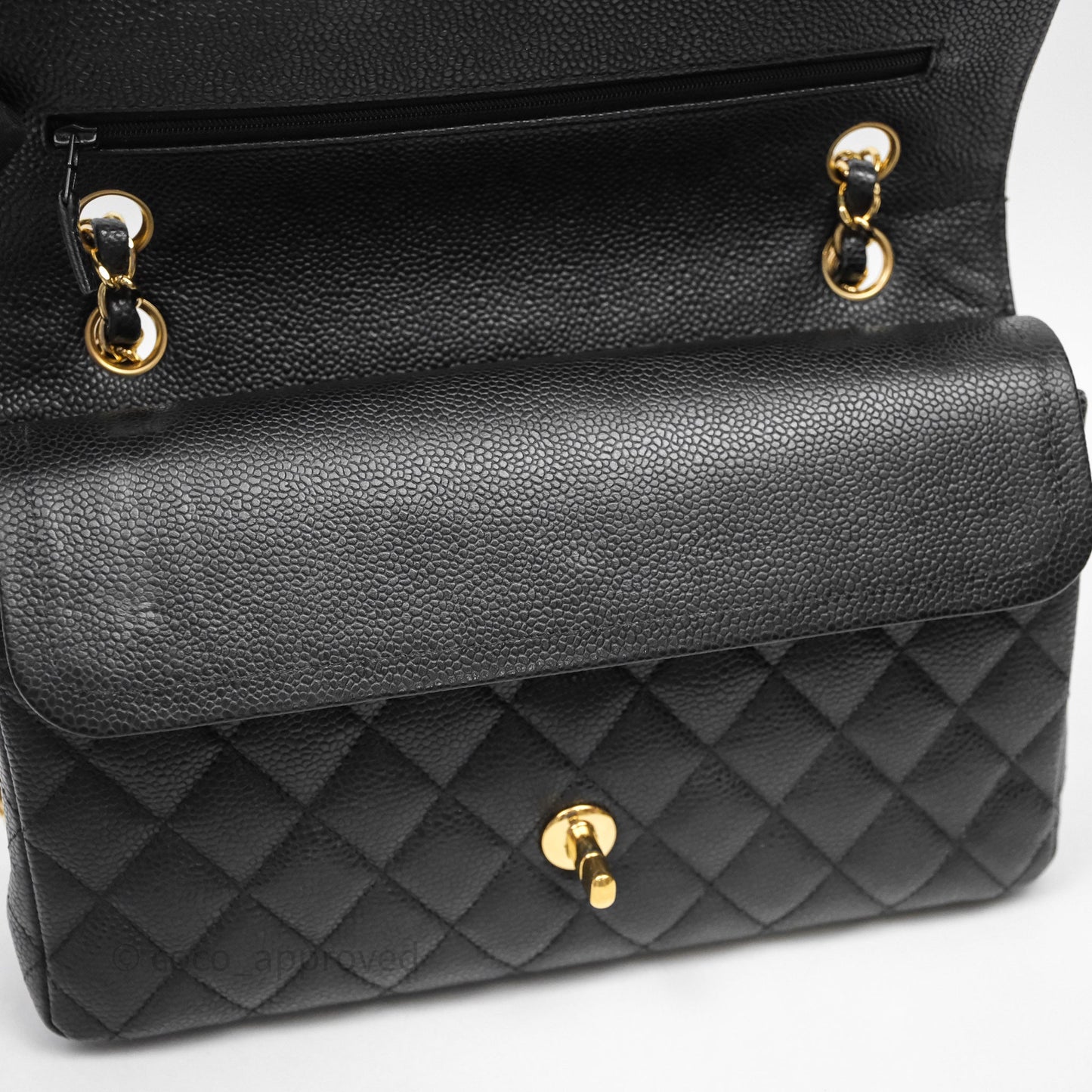 Chanel Classic M/L Medium Flap Quilted Black Caviar Gold Hardware