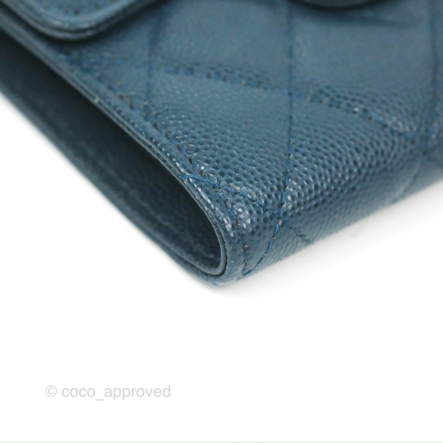 Chanel Classic Short Flap Wallet Blue Caviar Gold Hardware