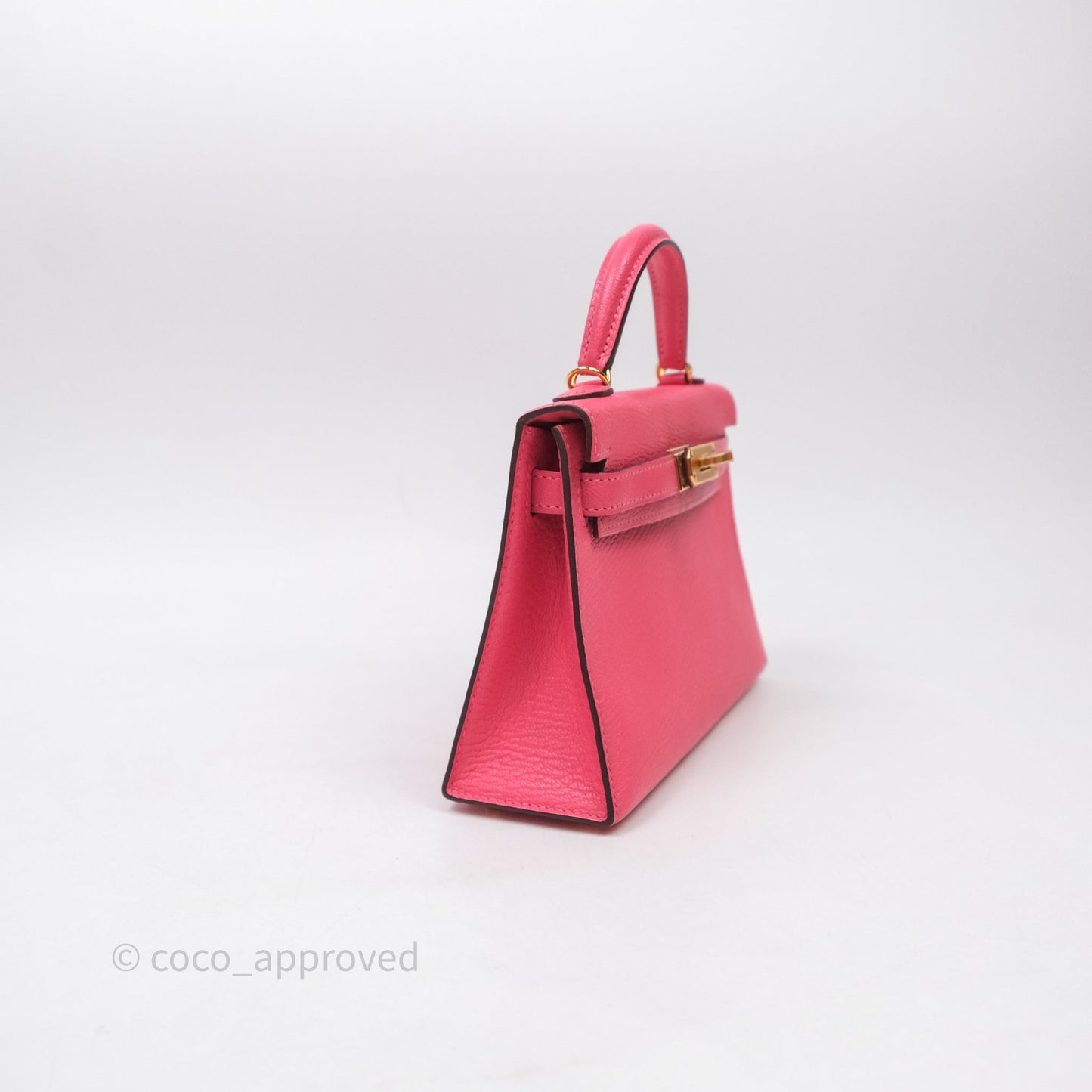 Hermes Mini Kelly II Chevre Mysore U5 Rose Lipstick Gold Hardware
