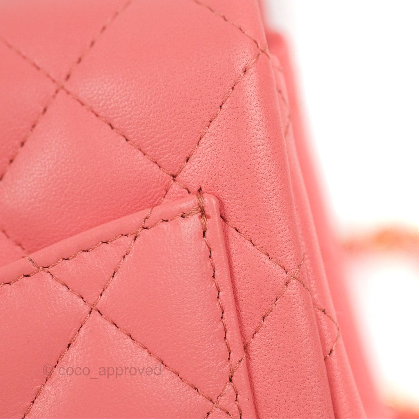 Chanel Quilted Mini Square Flap Pink Lambskin Gold Hardware