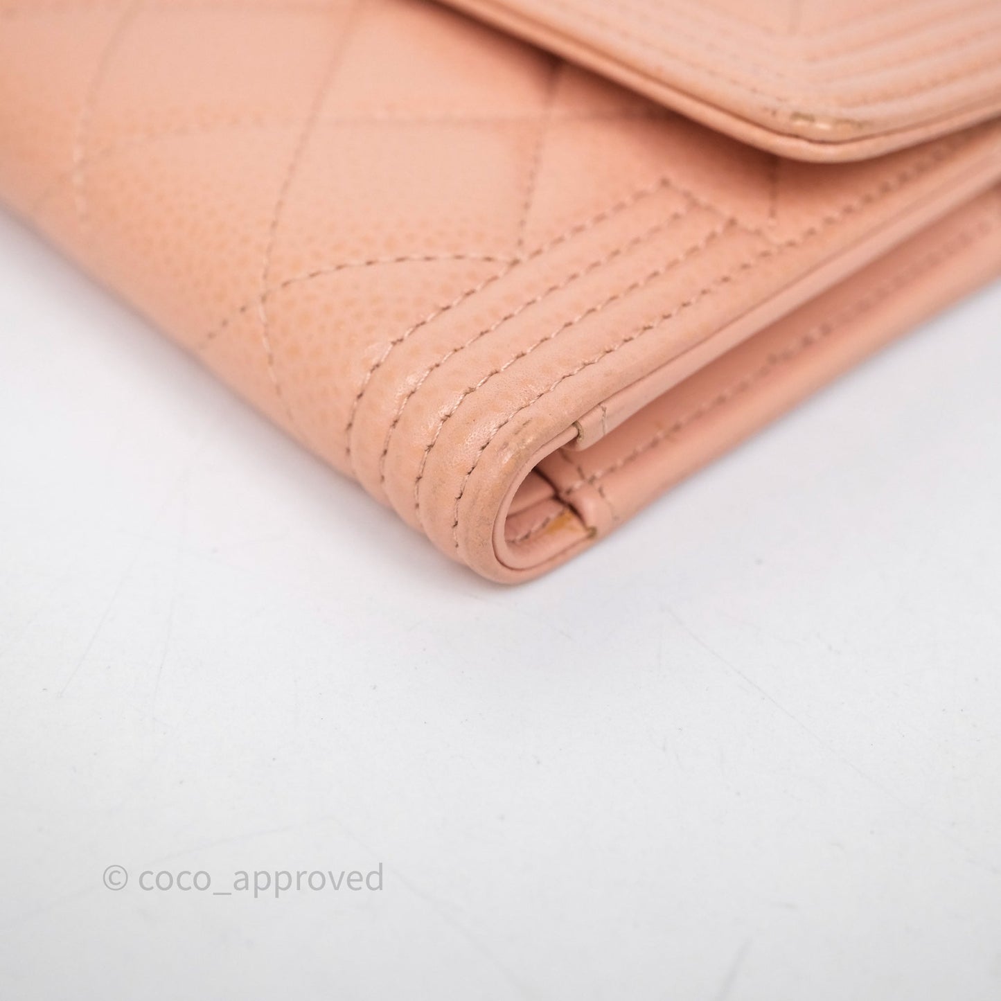 Chanel Quilted Boy Medium Trifold Flap Wallet Pink Caviar Gold Hardware