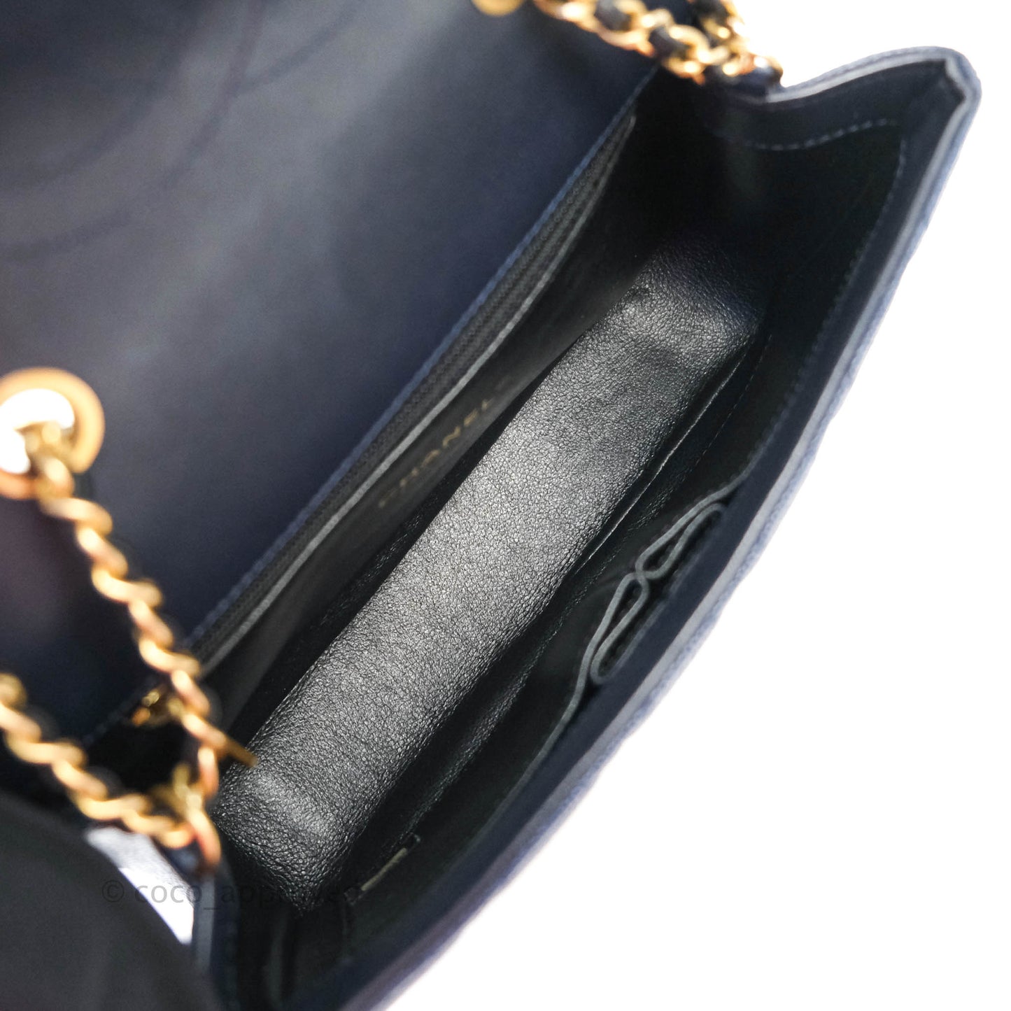 Chanel Quilted Small CC Filigree Flap Navy Caviar