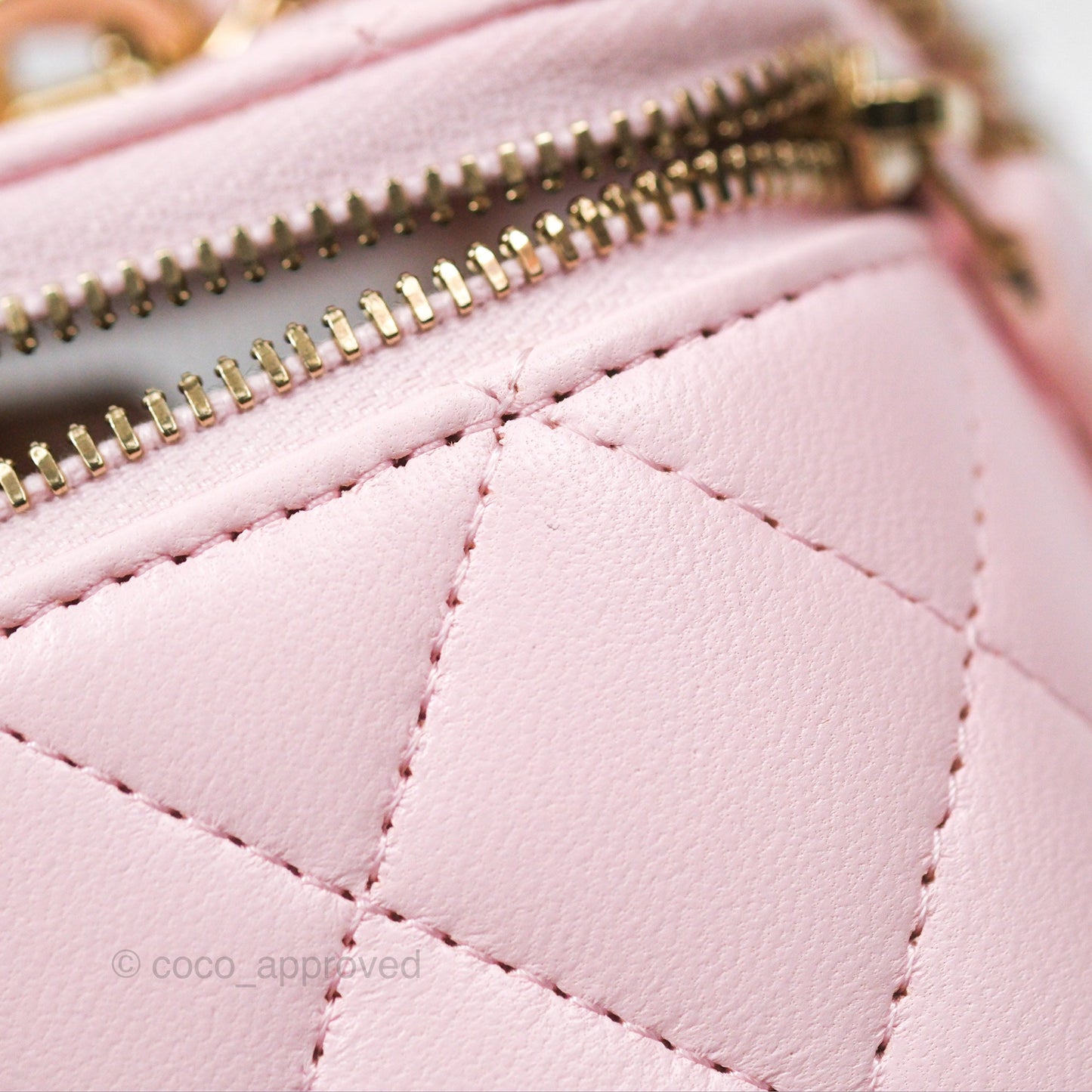 Chanel Vanity Rectangular Top Handle Pink Lambskin Gold Hardware