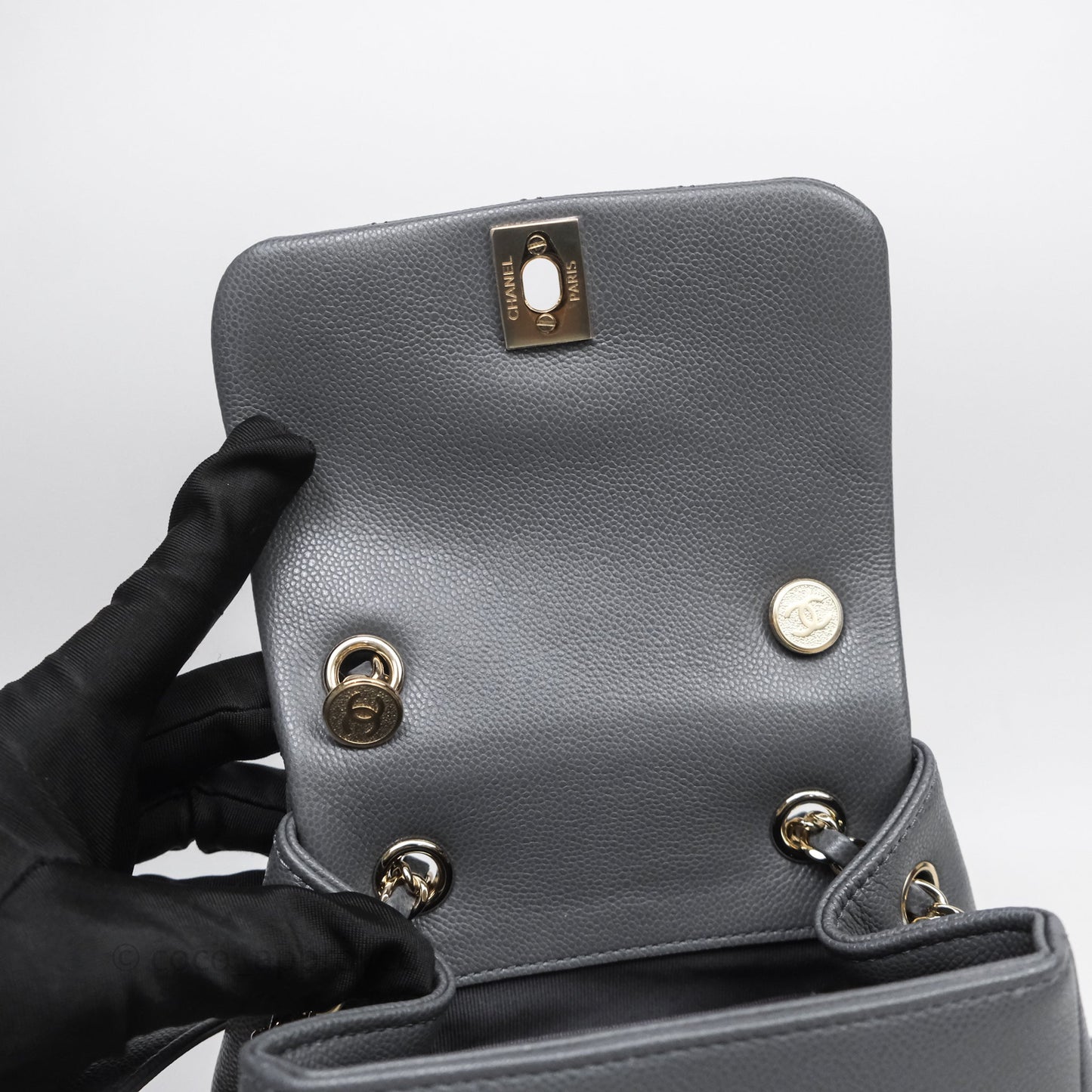 Chanel Small Duma Backpack Dark Grey Caviar Gold Hardware 23K