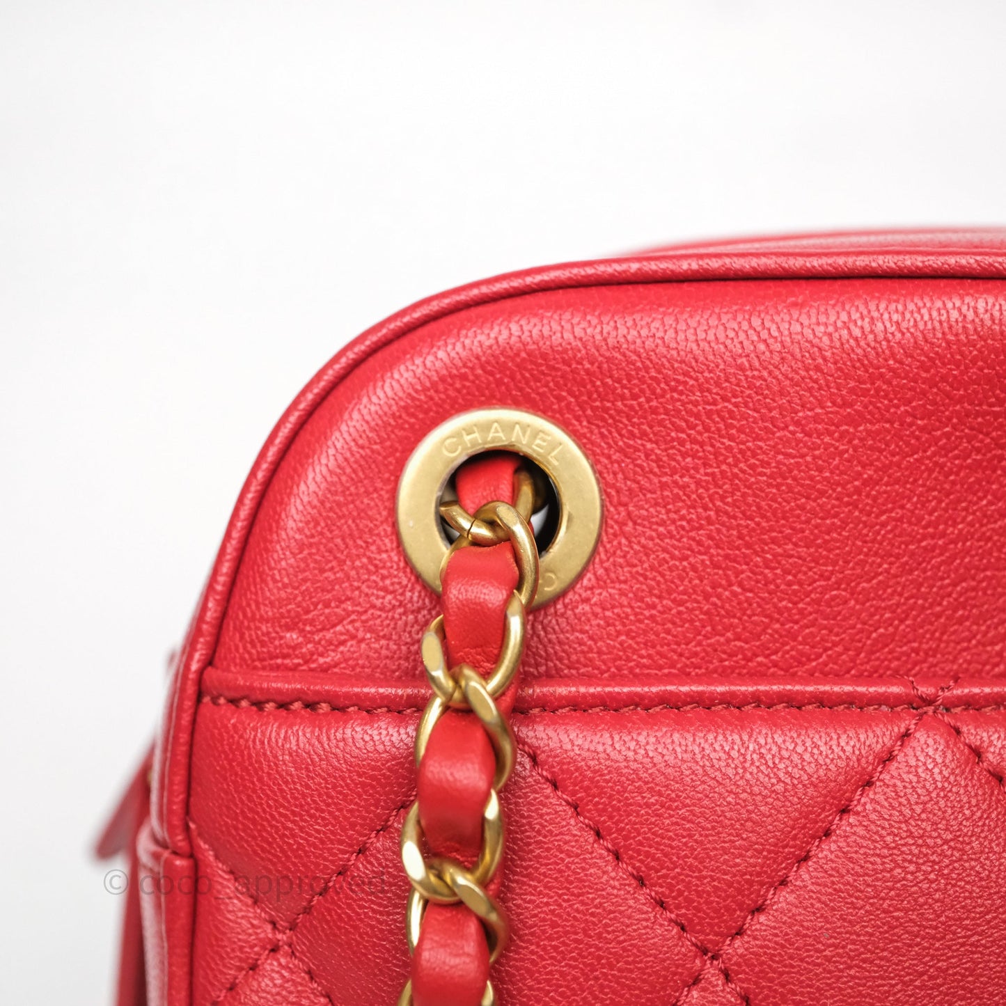 Chanel Infinity Camera Case Red Goatskin Aged Gold Hardware