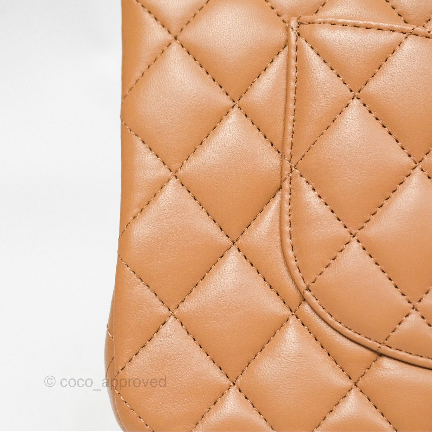 Chanel Classic M/L Medium Flap Quilted Dark Beige Lambskin Gold Hardware 22K