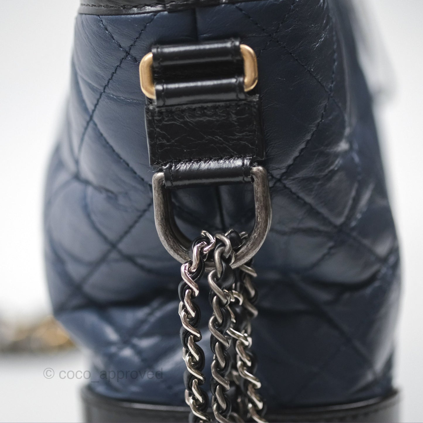 Chanel Large Gabrielle Hobo Navy Black Aged Calfskin Mixed Hardware
