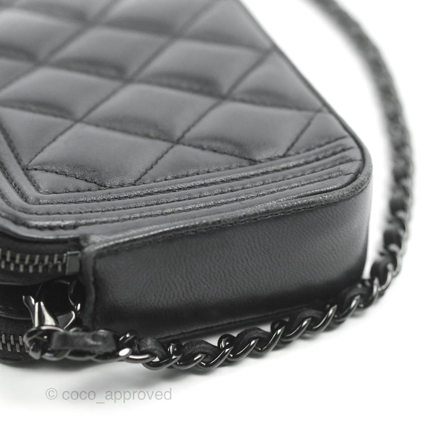 Chanel Le Boy Double Zip Wallet On Chain So Black Lambskin
