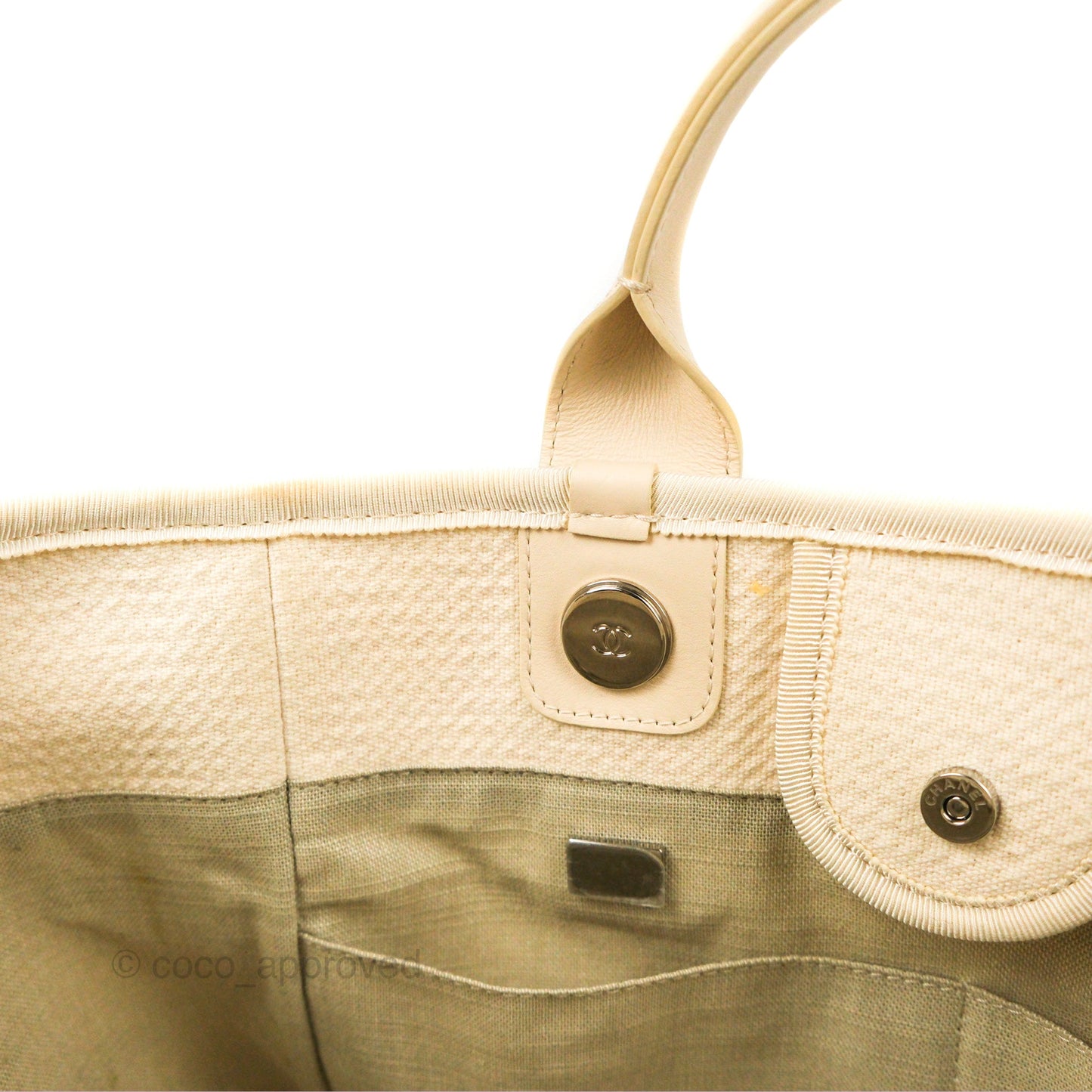 Chanel New Small Deauville Cream Ivory Canvas