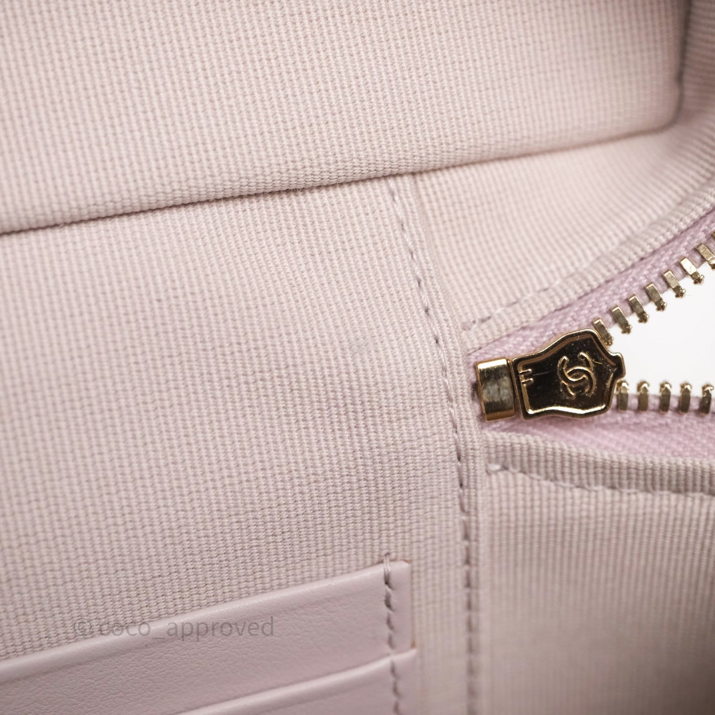 Chanel Top Handle Long Vanity with Chain Lilac Caviar Gold Hardware