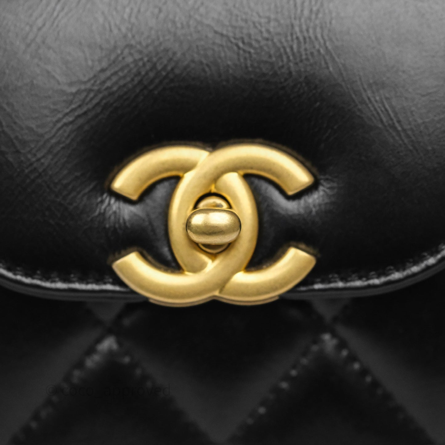 Chanel Kelly Bag Quilted Black Shiny Crumpled Calfskin Aged Gold Hardware