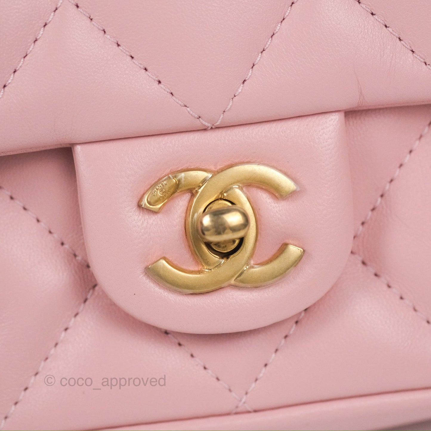 Chanel Mini Flap Bag With Heart CC Charm Pink Lambskin Aged Gold Hardware