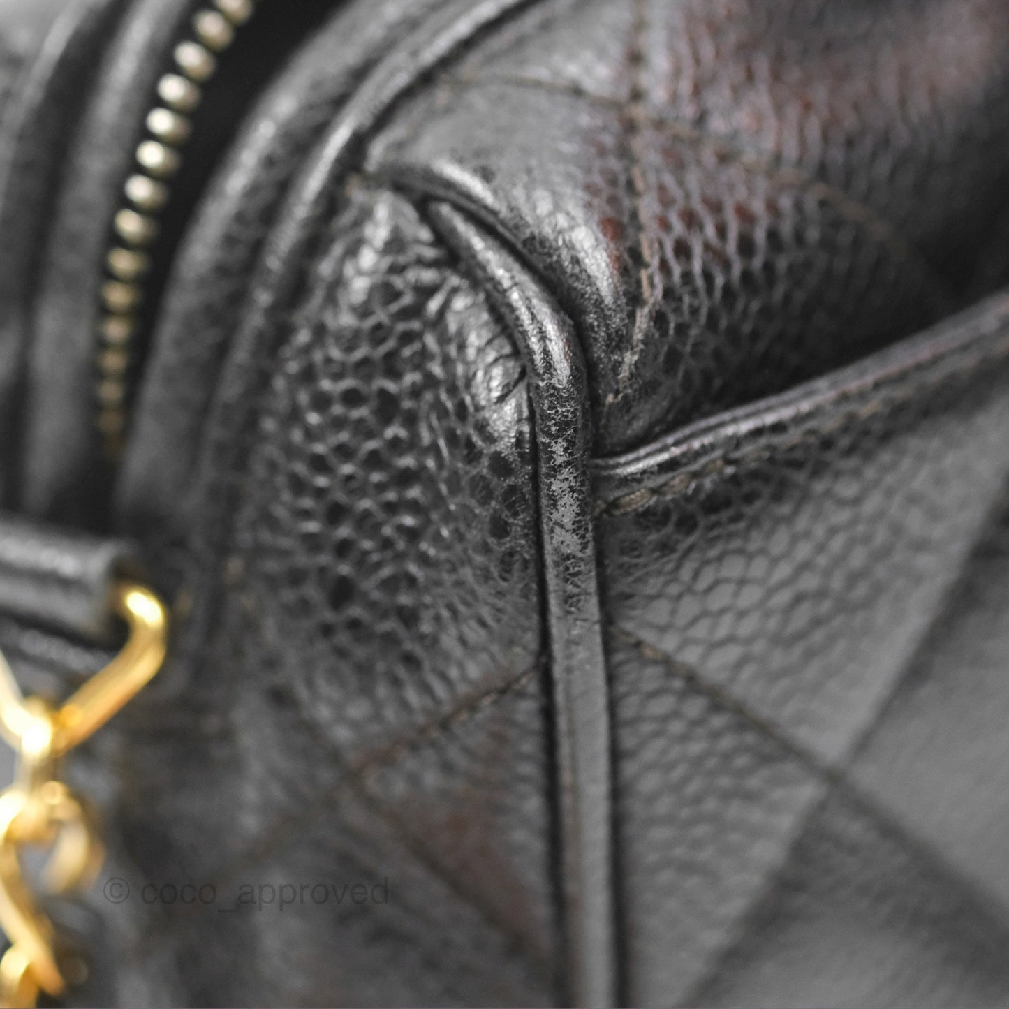 Chanel Vintage Camera Bag Black Caviar Gold Hardware