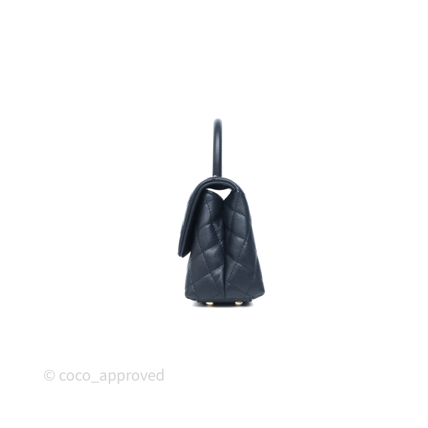 Chanel Small Coco Handle Navy Caviar Light Gold Hardware