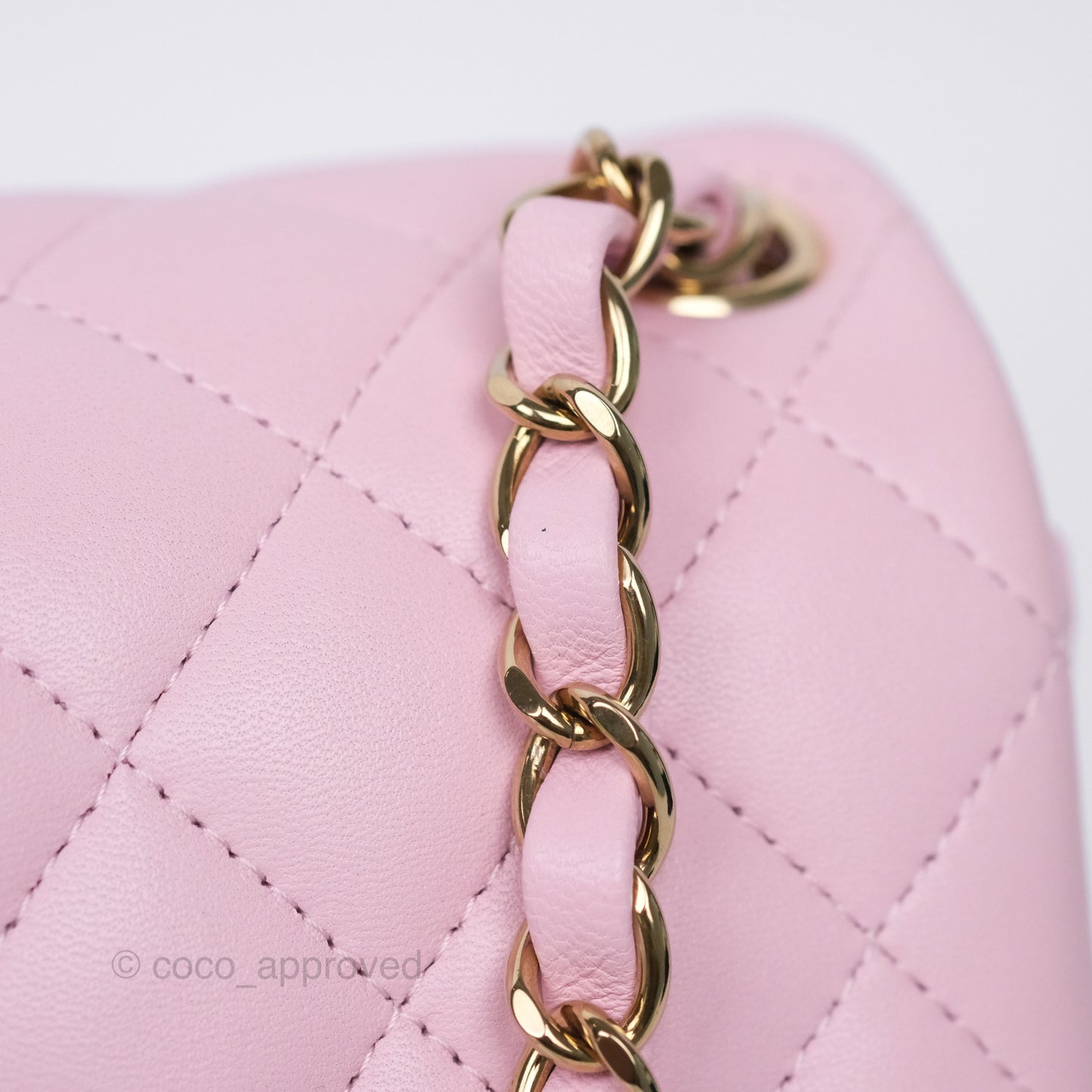 Chanel Mini Square Flap Quilted Pink Lambskin Gold Hardware