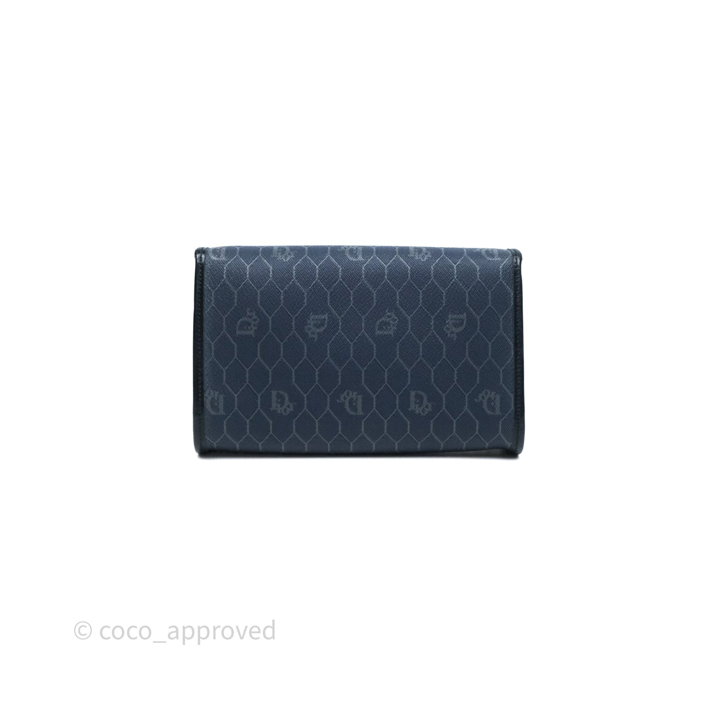 Christian Dior Vintage Honeycomb Flap Bag Navy Gold Hardware