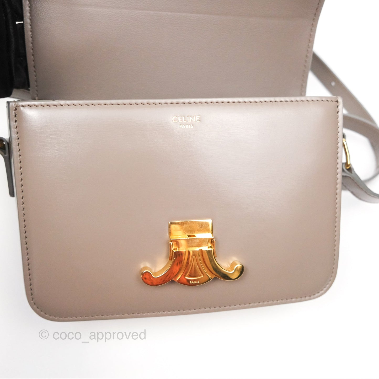 Celine Teen Triomphe Shiny Calfskin Pebble Gold Hardware