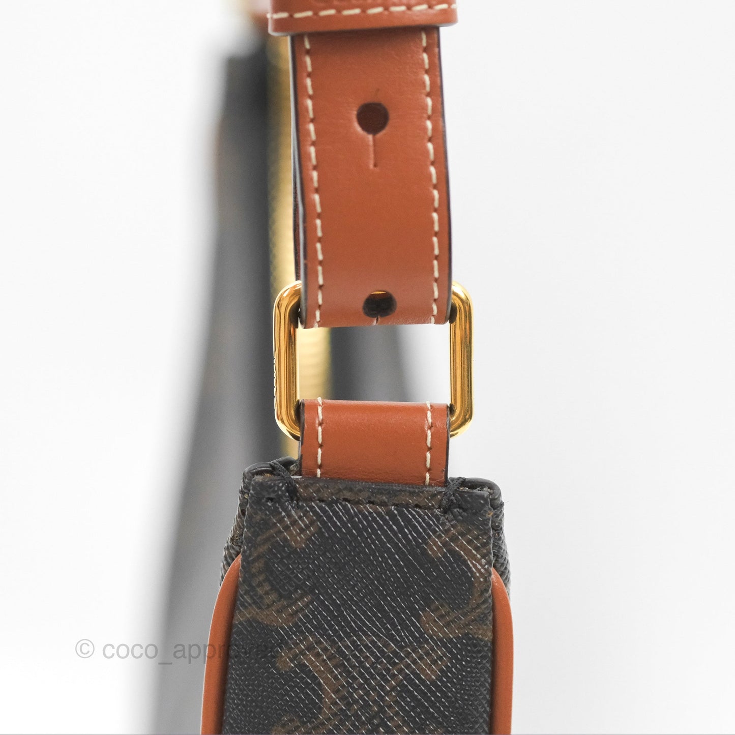 Celine Ava Bag In Triomphe Canvas Calfskin Tan