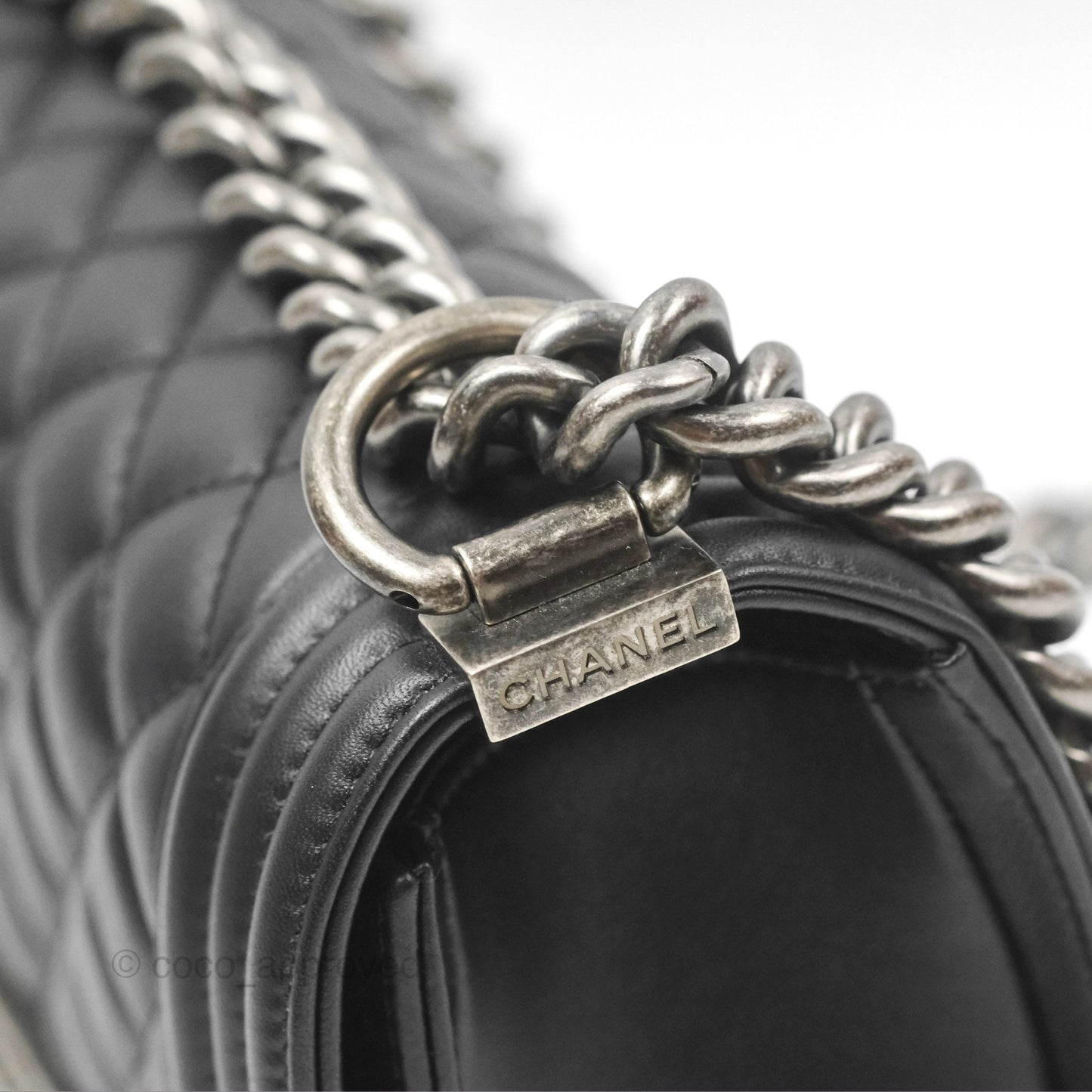 Chanel Small Boy Black Calfskin Ruthenium Hardware