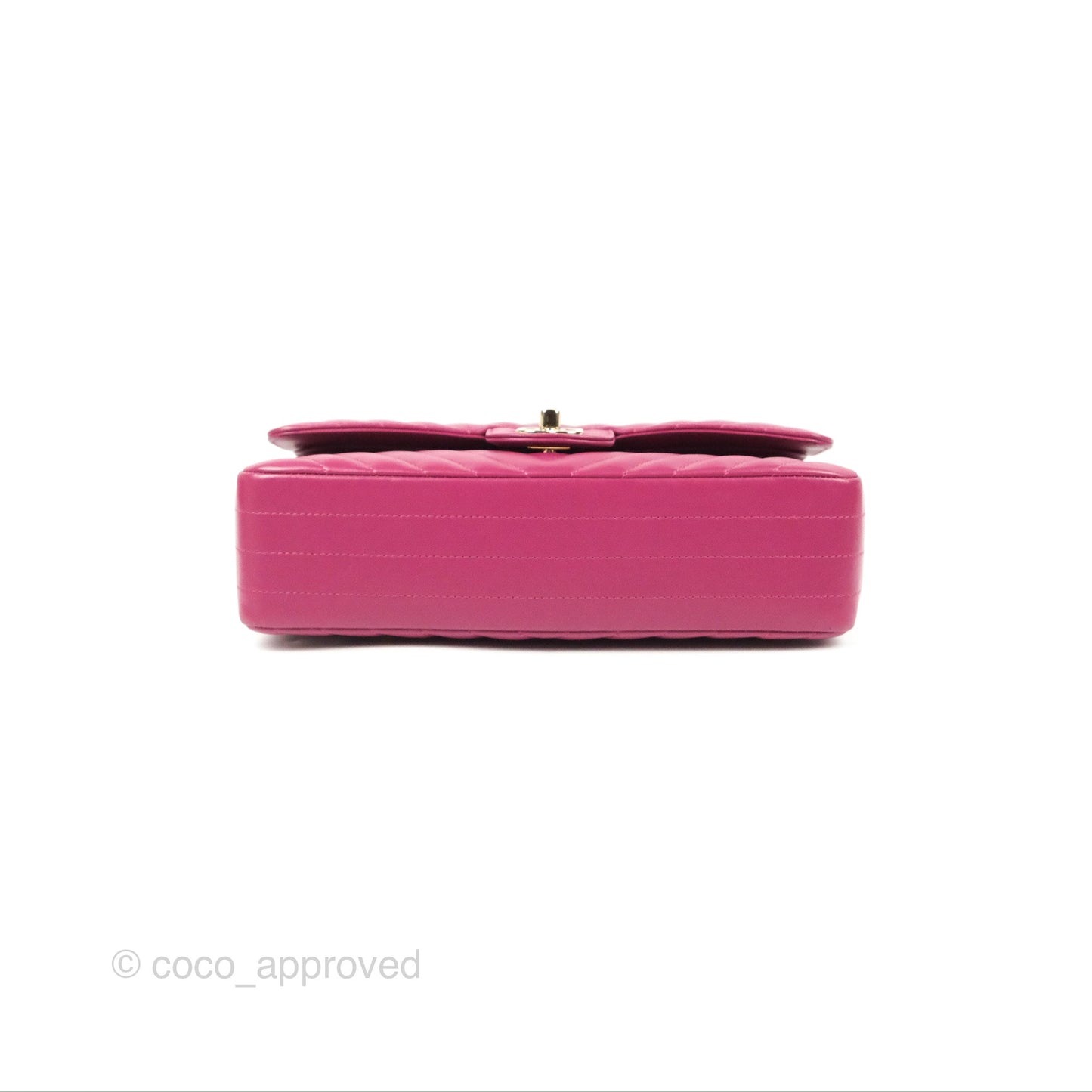 Chanel Medium Classic Flap Chevron Plum Pink Lambskin Gold Hardware