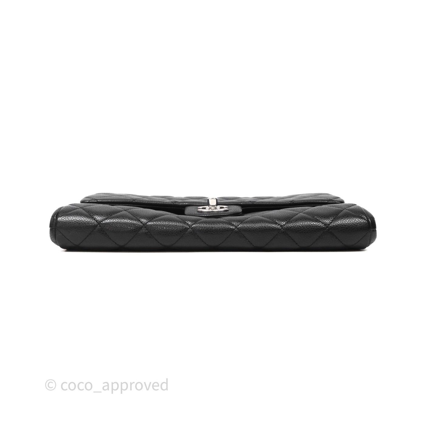 Chanel Quilted Clutch with Chain Black Caviar Silver Hardware